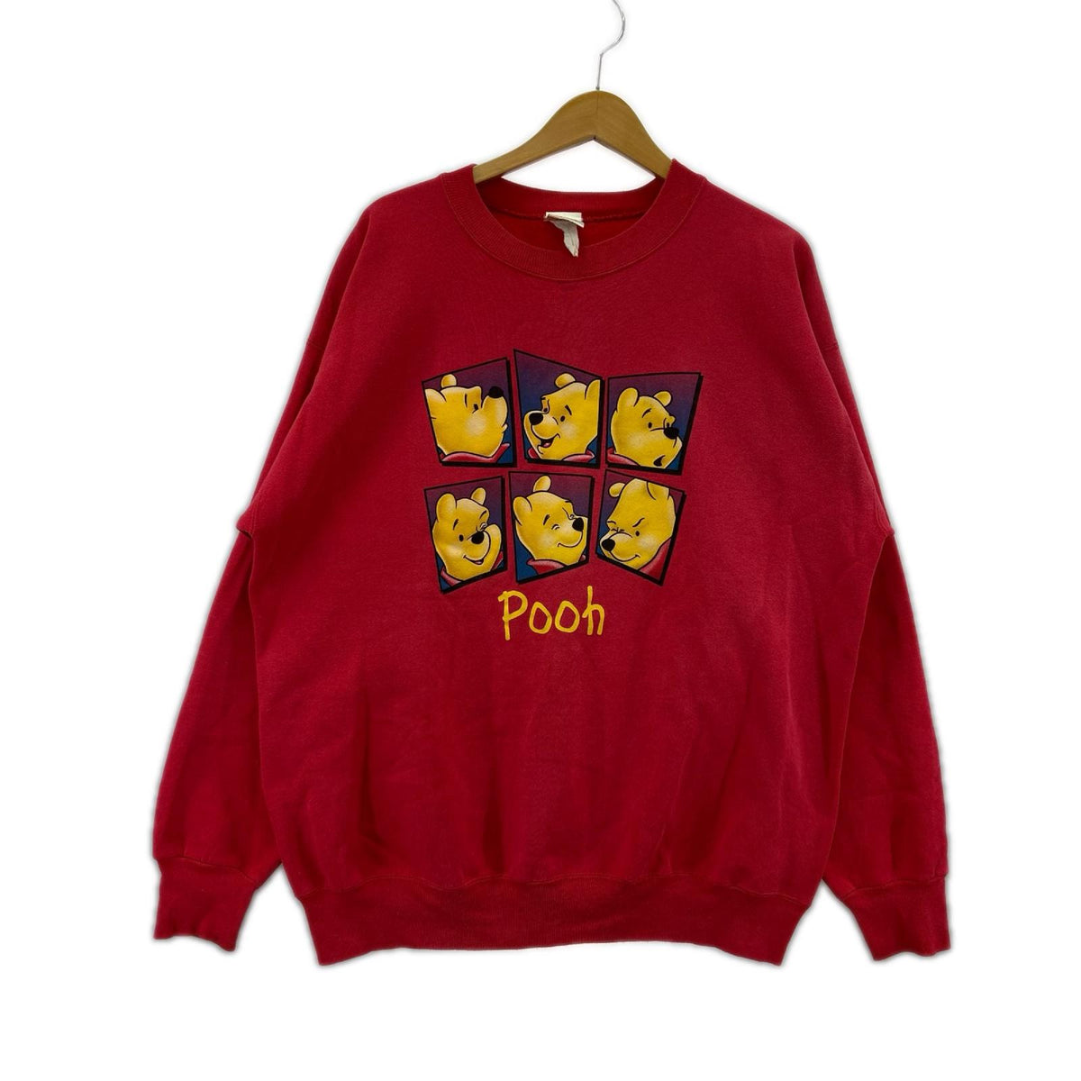 スウェット USA製 DISENY Pooh 赤 (L) L レッド