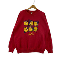 スウェット USA製 DISENY Pooh 赤 (L) L レッド