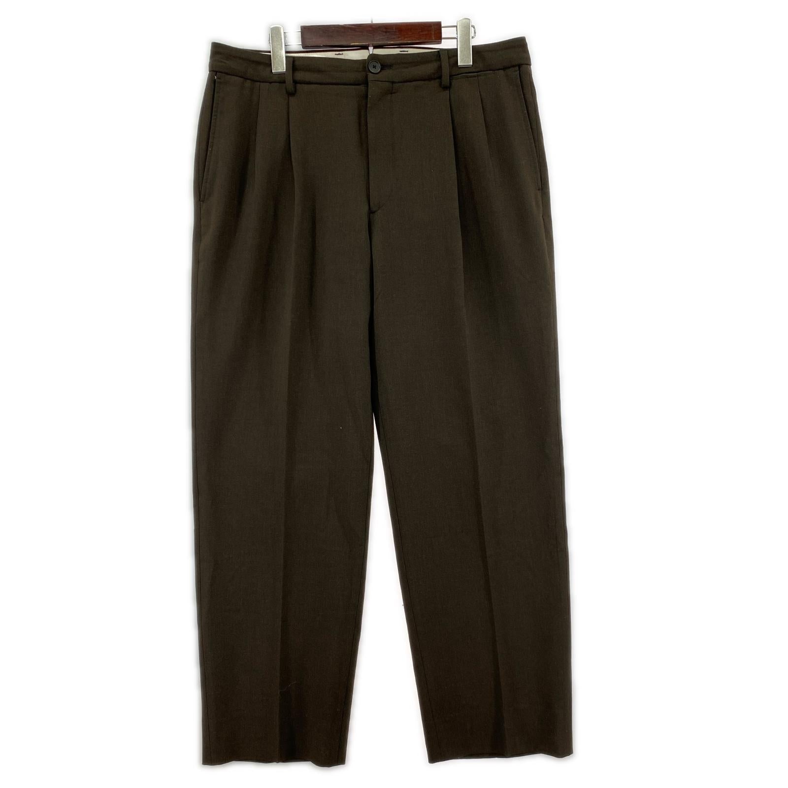 パンツ PLEATED DRESS TROUSERS (XL) ブラウン