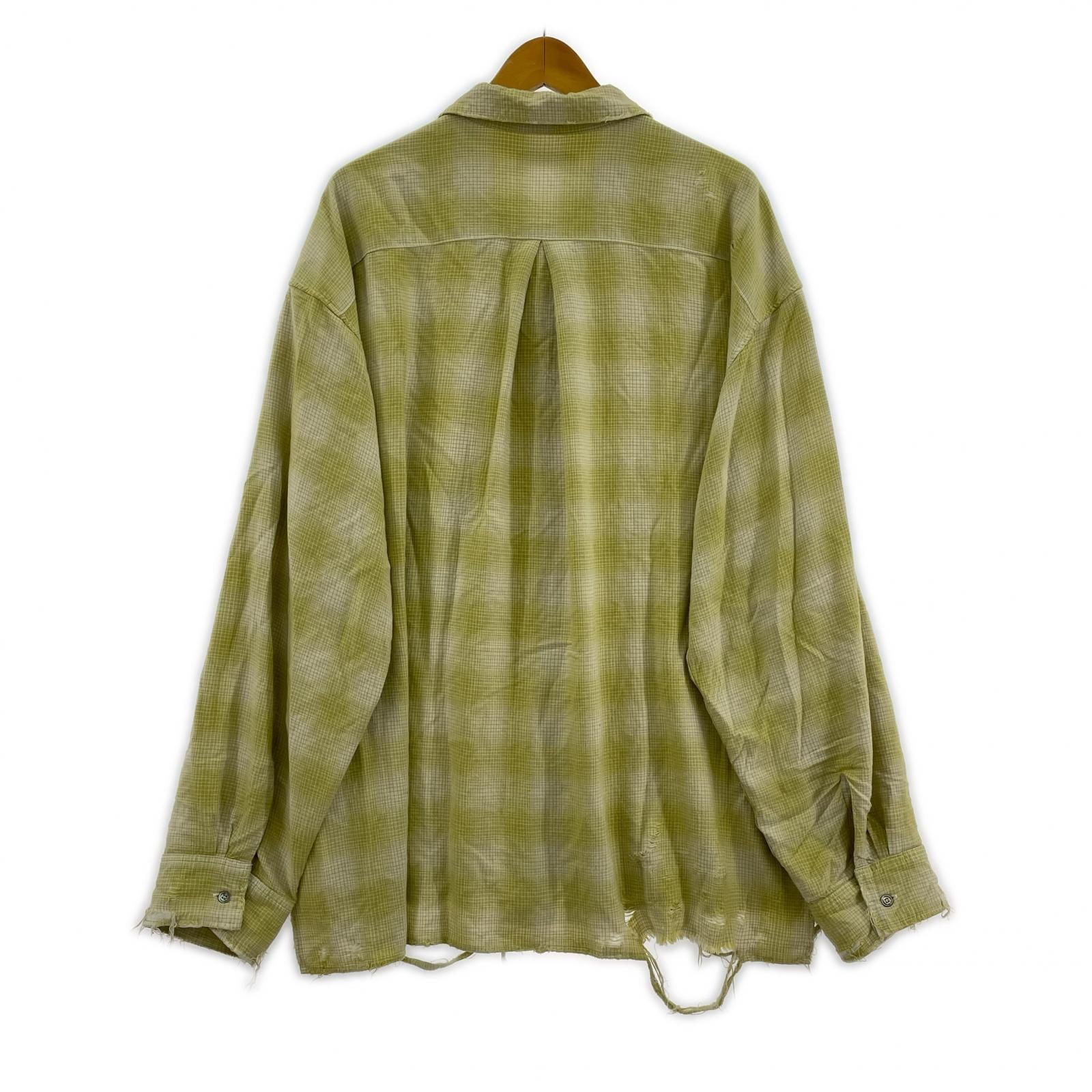 長袖シャツ ANCELLM RAYON CHECK SHIRT クラッシュレーヨンシャツ 2 イエロー 2 イエロー