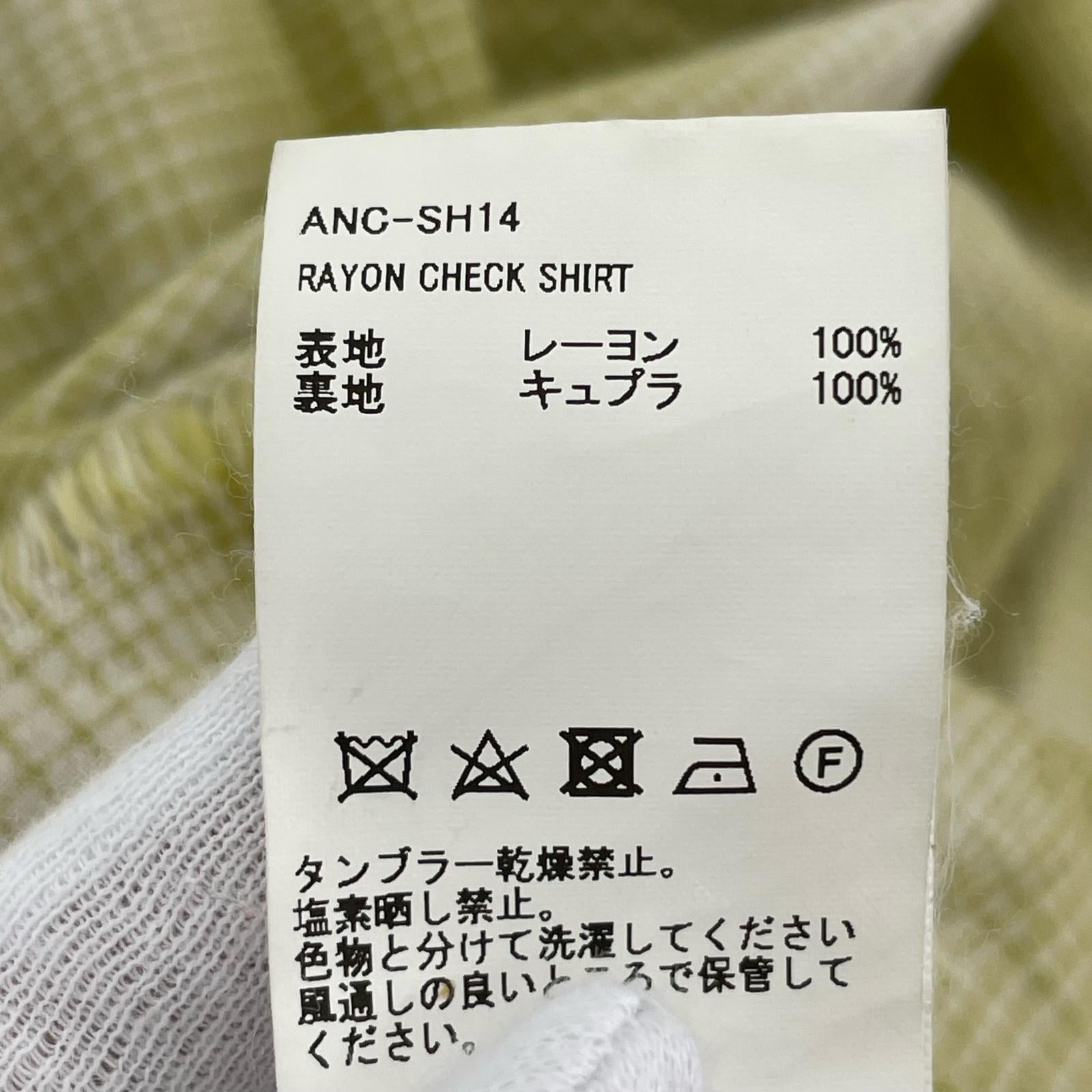長袖シャツ ANCELLM RAYON CHECK SHIRT クラッシュレーヨンシャツ 2 イエロー 2 イエロー