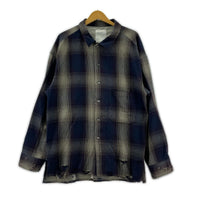 長袖シャツ ANCELLM 23AW DAMAGED FLANNEL CHECK SHIRT ダメージネルシャツ 3 ネイビー系