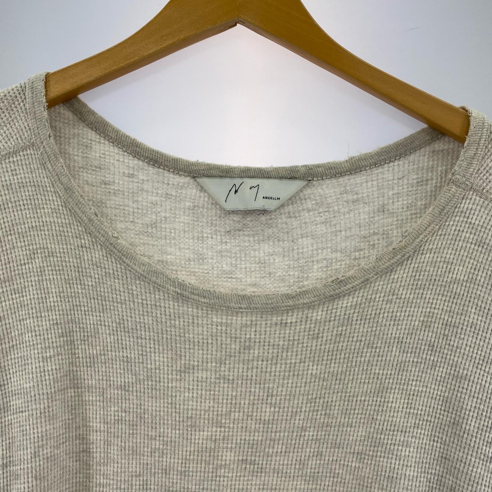 長袖Tシャツ ANCELLM 23AW DAMAGE WAFFLE CREW LS T-SHIRT ダメージサーマルカットソー 3 アイボリー