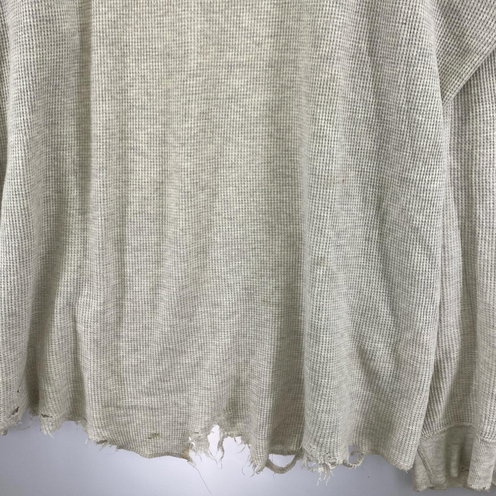 長袖Tシャツ ANCELLM 23AW DAMAGE WAFFLE CREW LS T-SHIRT ダメージサーマルカットソー 3 アイボリー