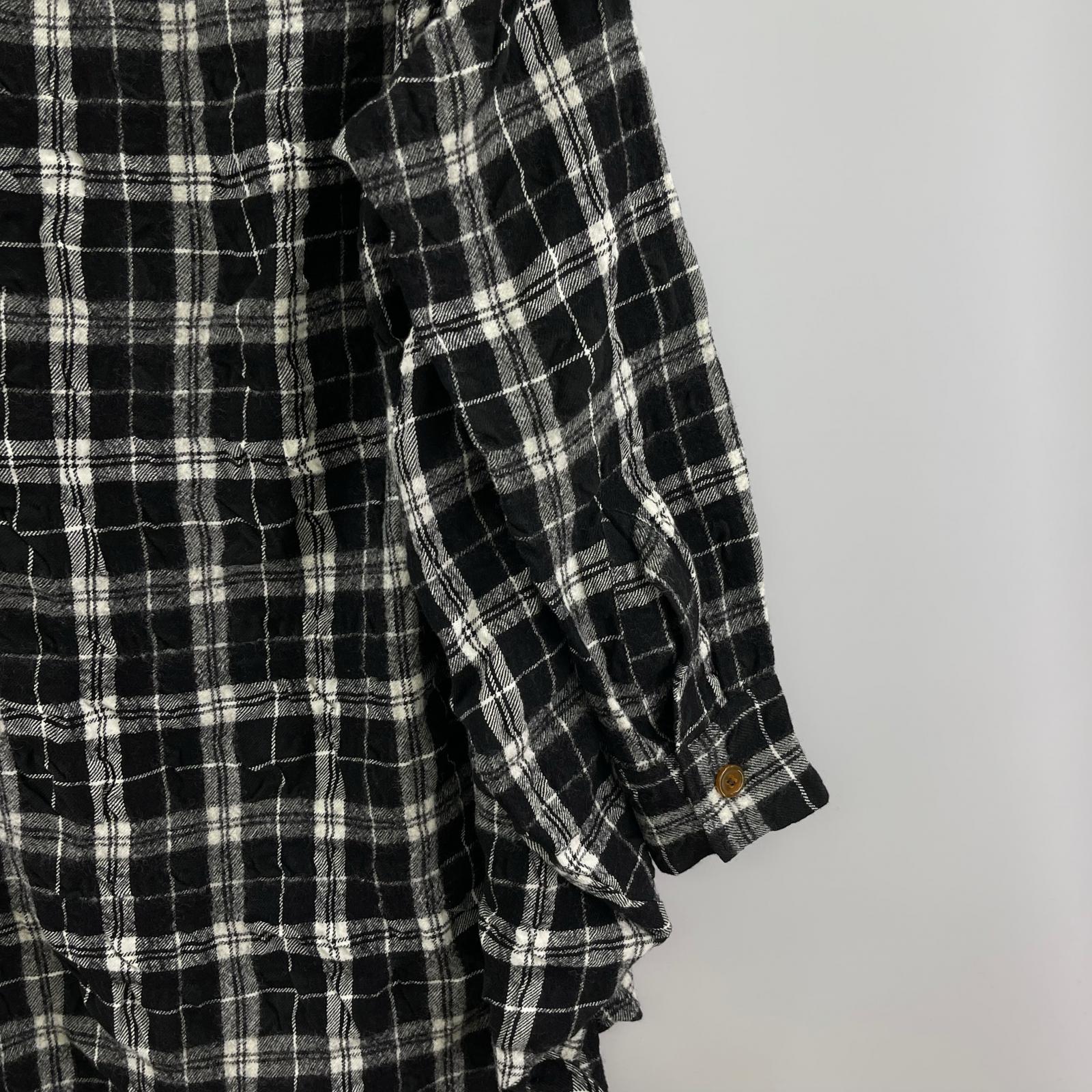 長袖シャツ Vivienne Westwood Men ウールシャツ チェック 黒白 フリー ブラック