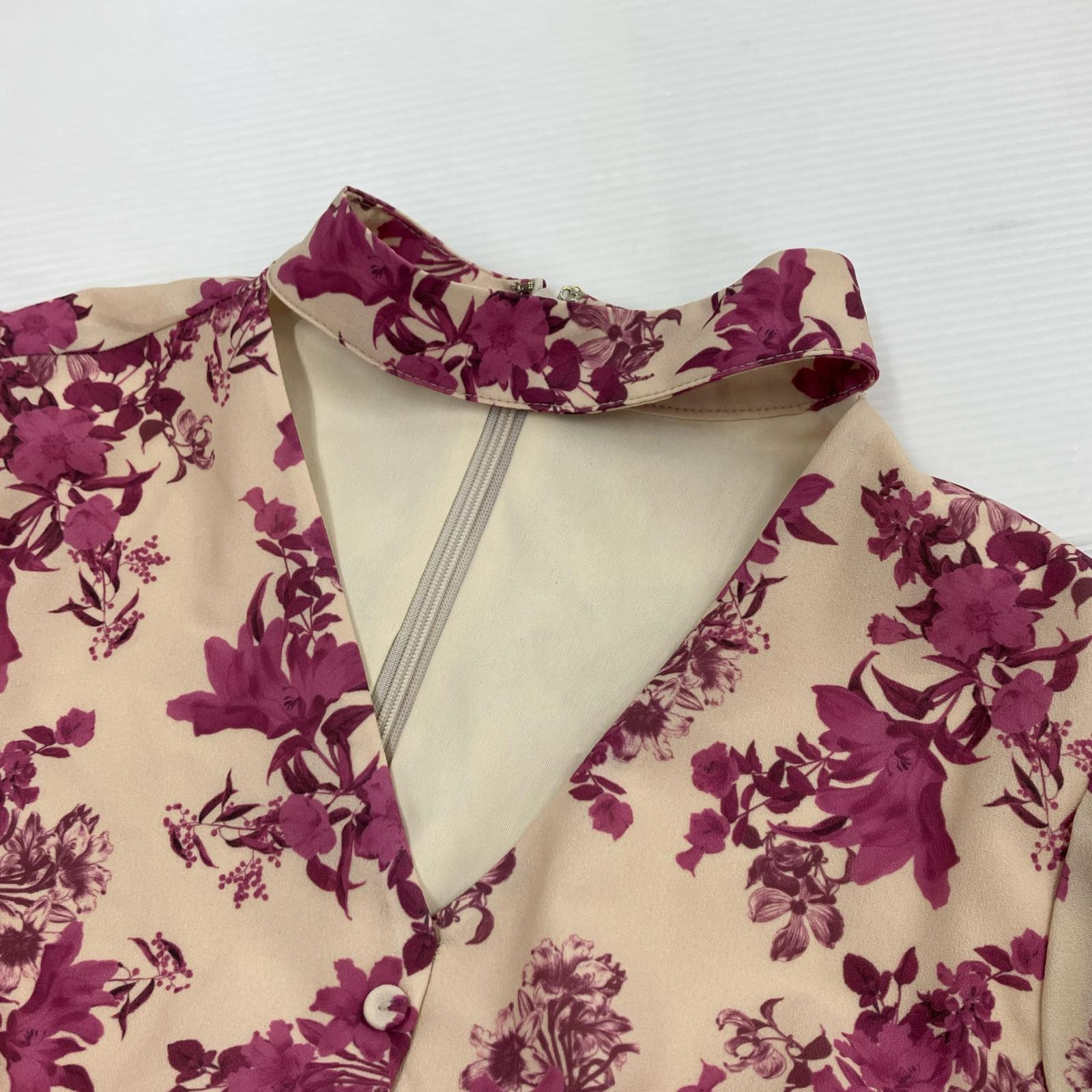 ワンピース Donatella flowerチョーカーネックワンピース/ピンク ベージュ