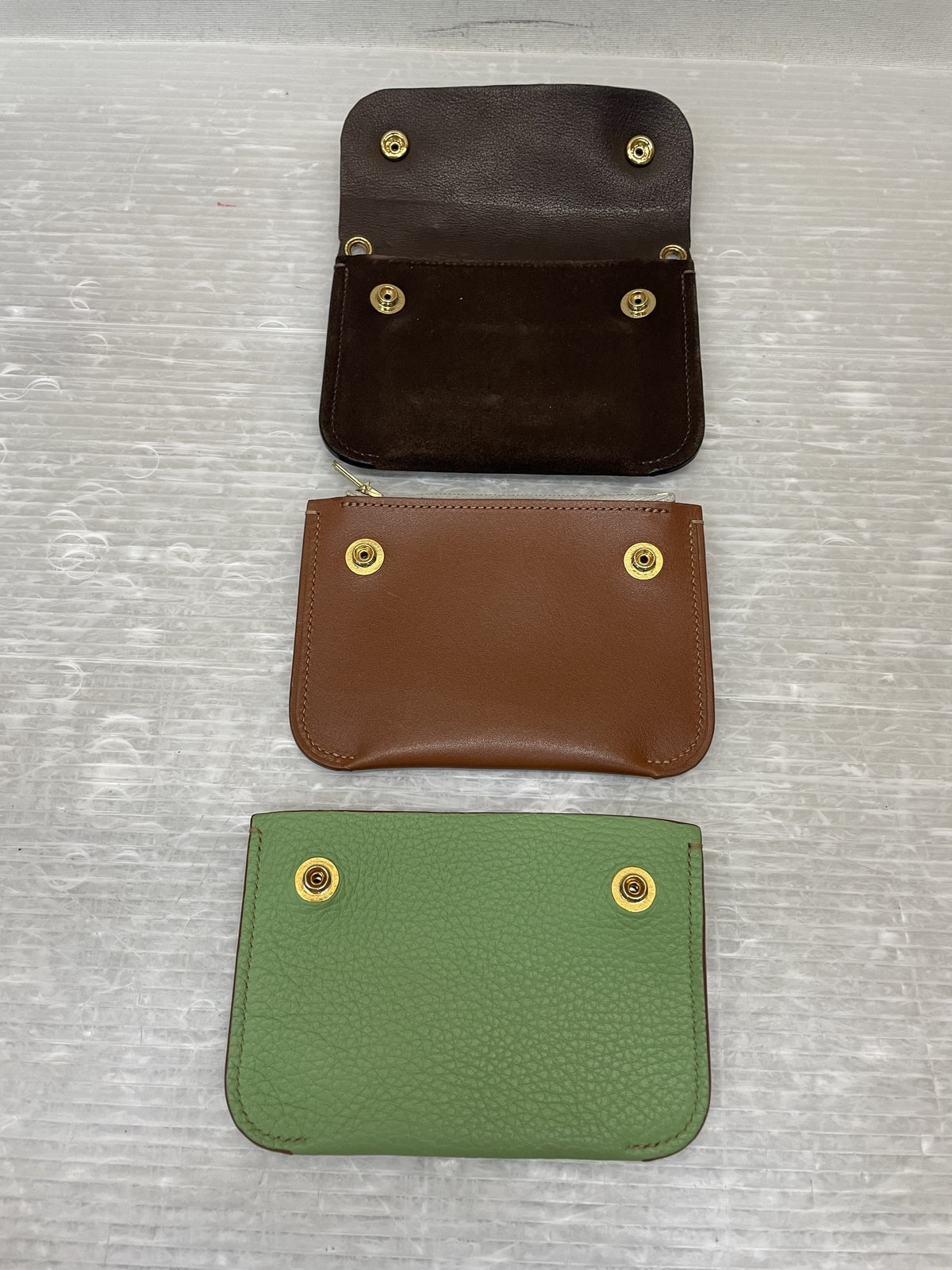コンパクトウォレット SUN/kakke WALLET SUN/kakke ショルダーストラップ付 コンパクトウォレット ブラウン グリーン