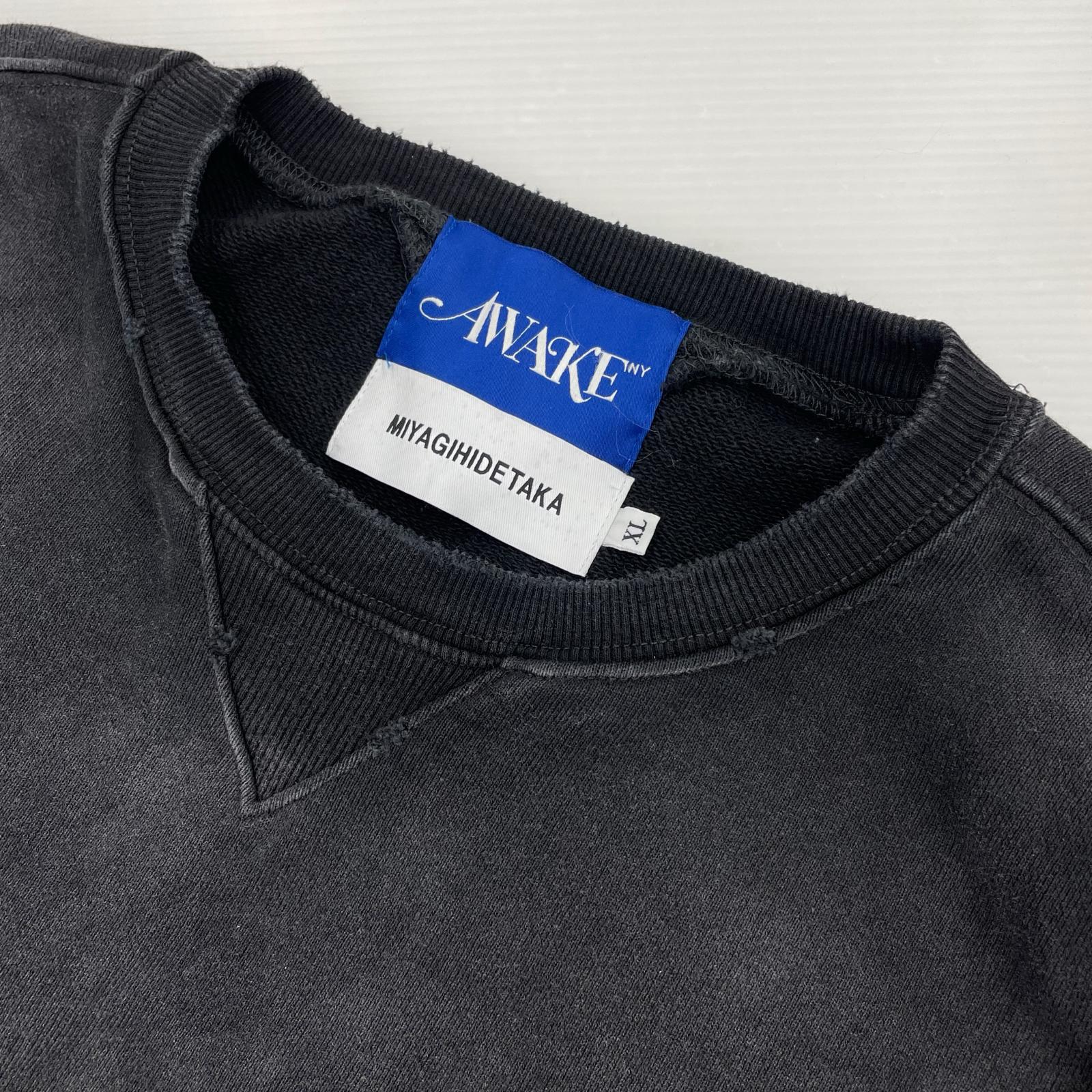 スウェット AWAKE×MIYAGIHIDETAKA 加工両Vスウェット XL ブラック ブラック