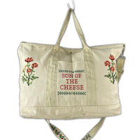 ショルダーバッグ SON OF THE CHEESE 3WAY Flower cross stitch Canvas トートバッグ アイボリー