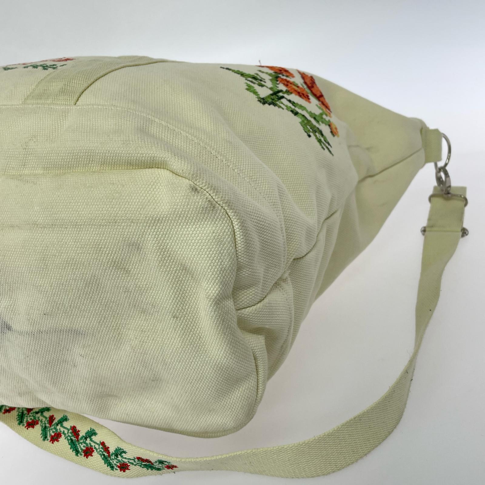 ショルダーバッグ SON OF THE CHEESE 3WAY Flower cross stitch Canvas トートバッグ アイボリー