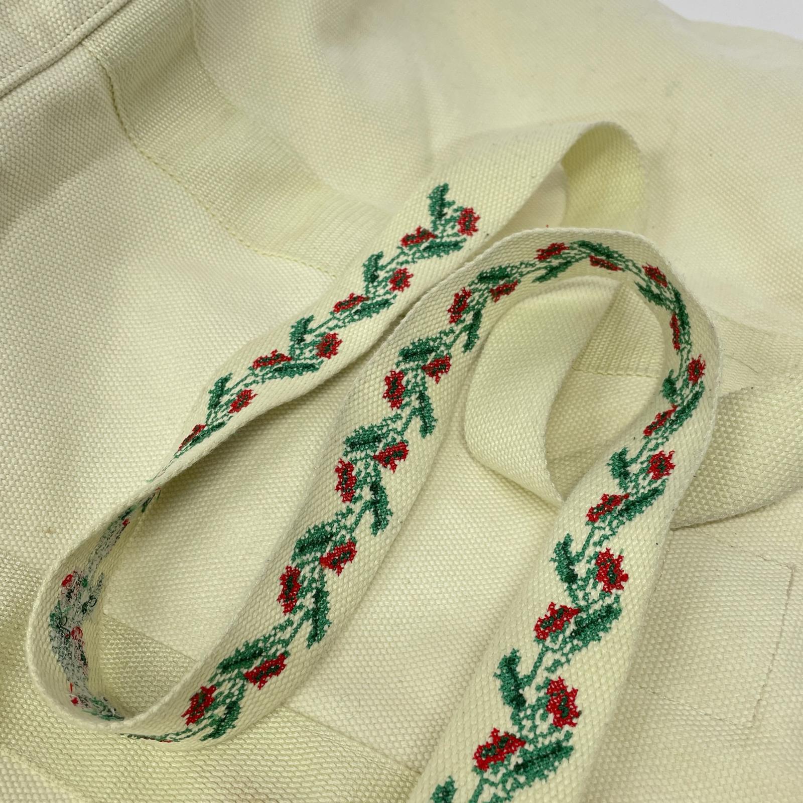 ショルダーバッグ SON OF THE CHEESE 3WAY Flower cross stitch Canvas トートバッグ アイボリー