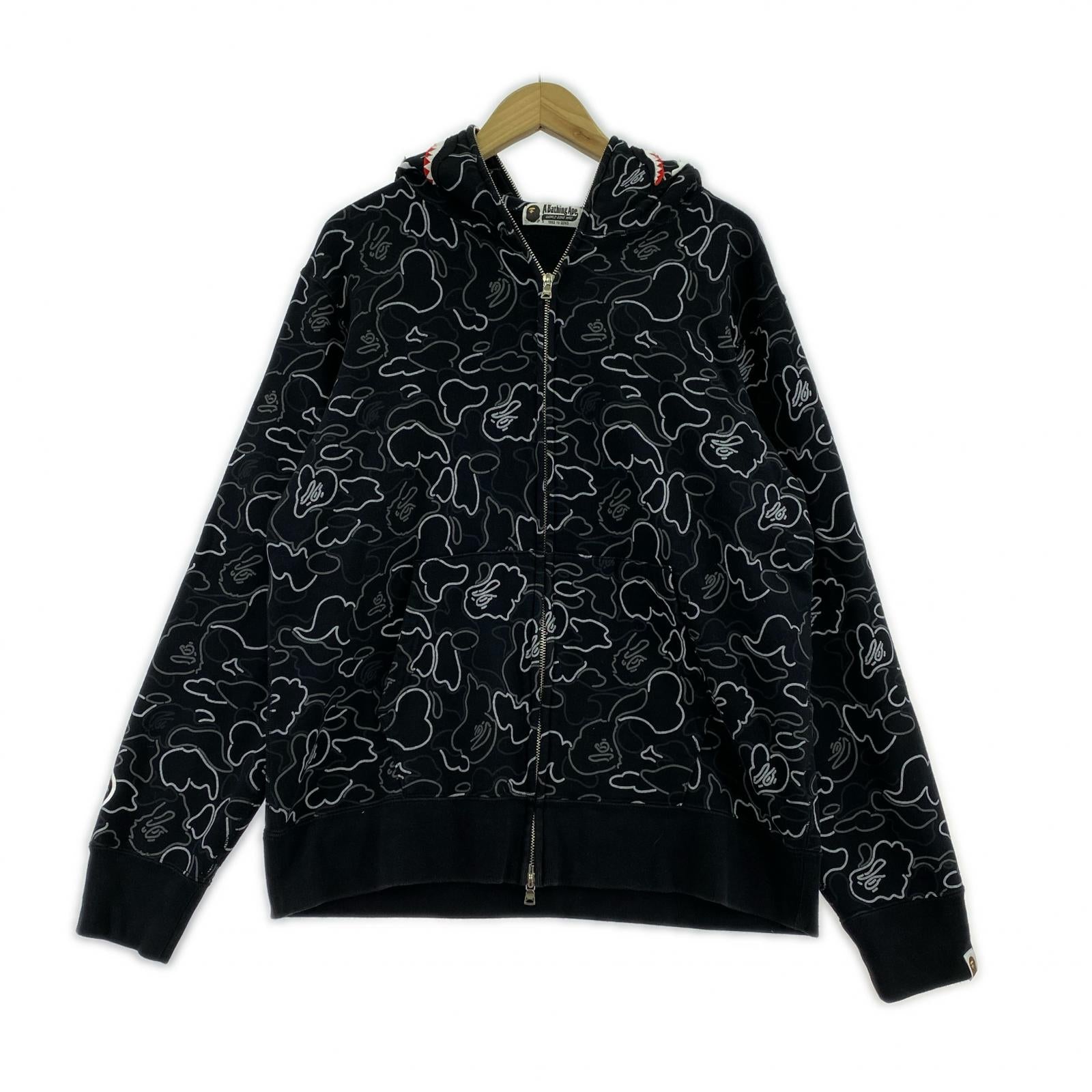 パーカー NEON CAMO SHARK FULL ZIP HOODIE L L ブラック