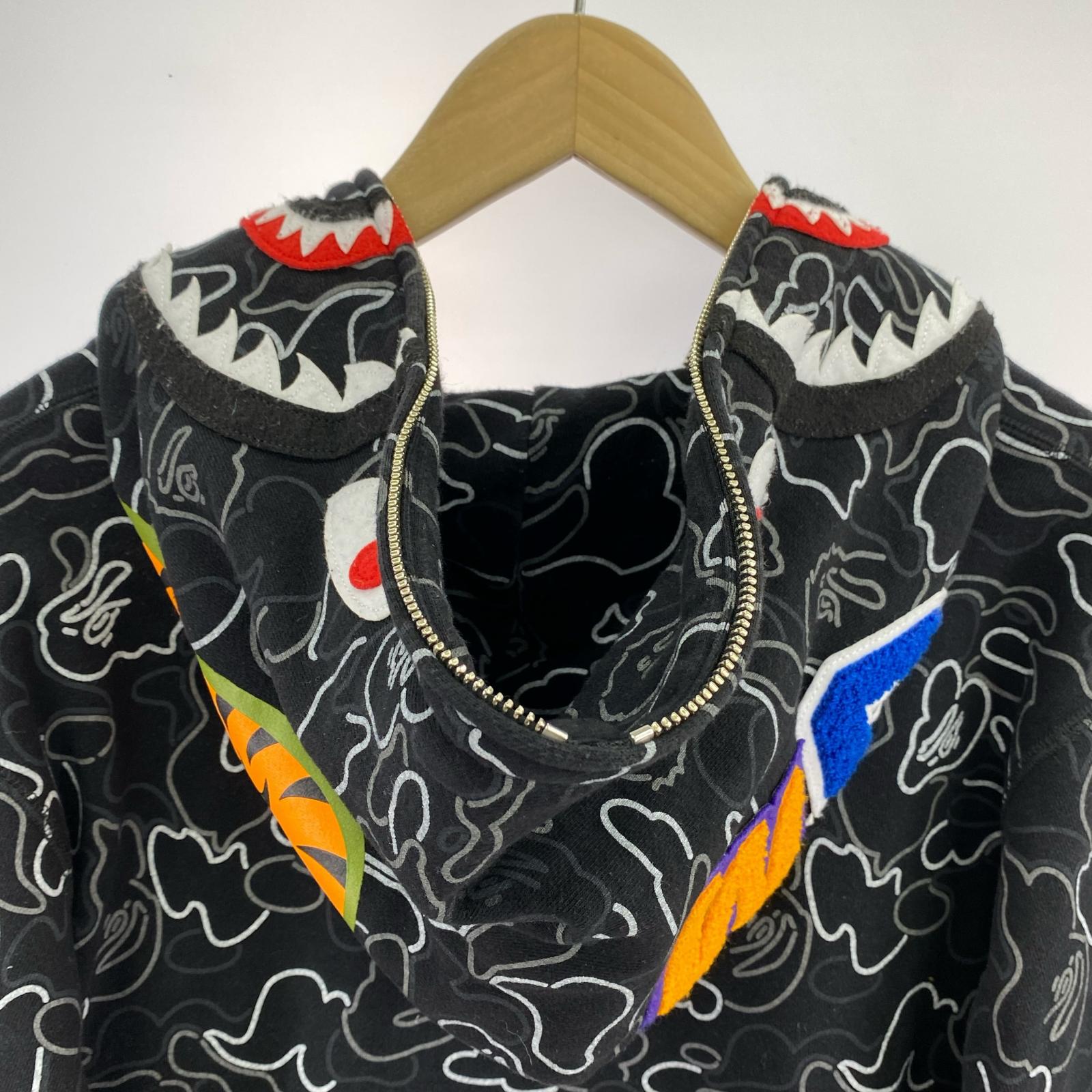パーカー NEON CAMO SHARK FULL ZIP HOODIE L L ブラック
