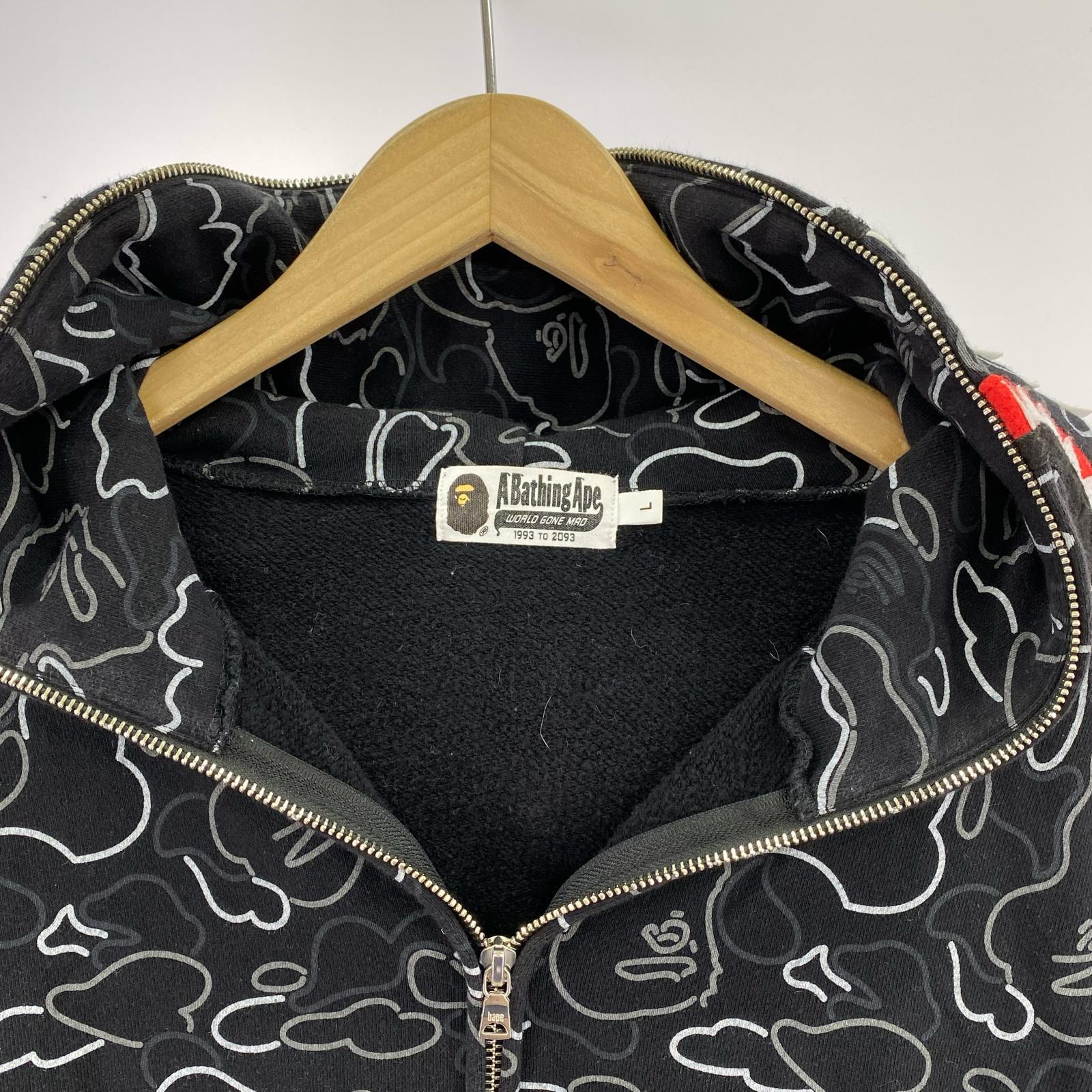 パーカー NEON CAMO SHARK FULL ZIP HOODIE L L ブラック