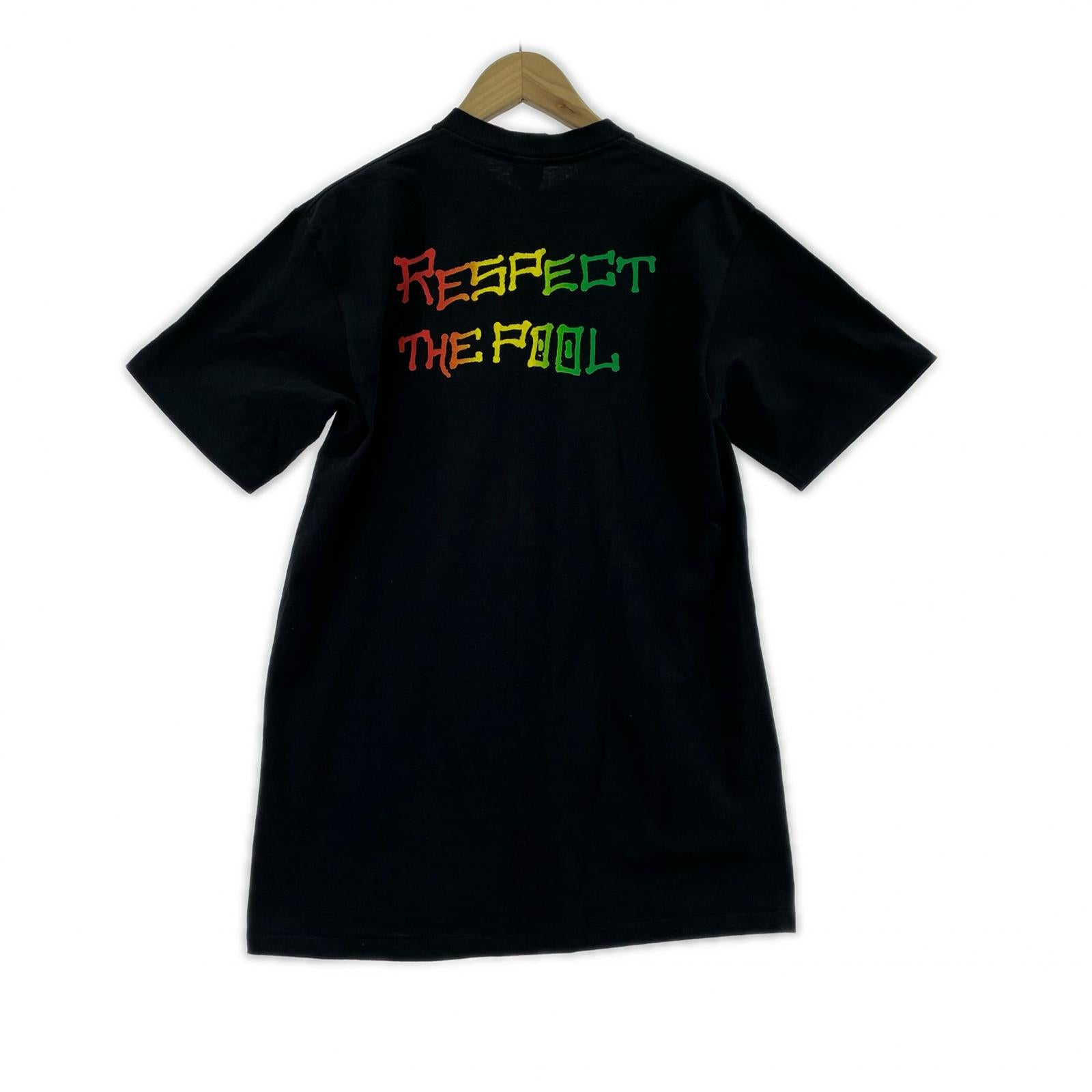 半袖Tシャツ 00s USA製 ラスタカラーロゴS/Sカットソー ブラック M ブラック