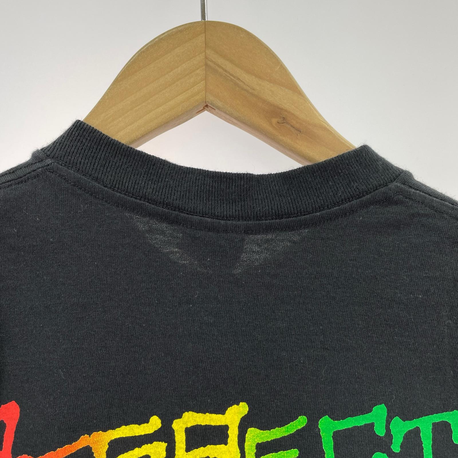 半袖Tシャツ 00s USA製 ラスタカラーロゴS/Sカットソー ブラック M ブラック