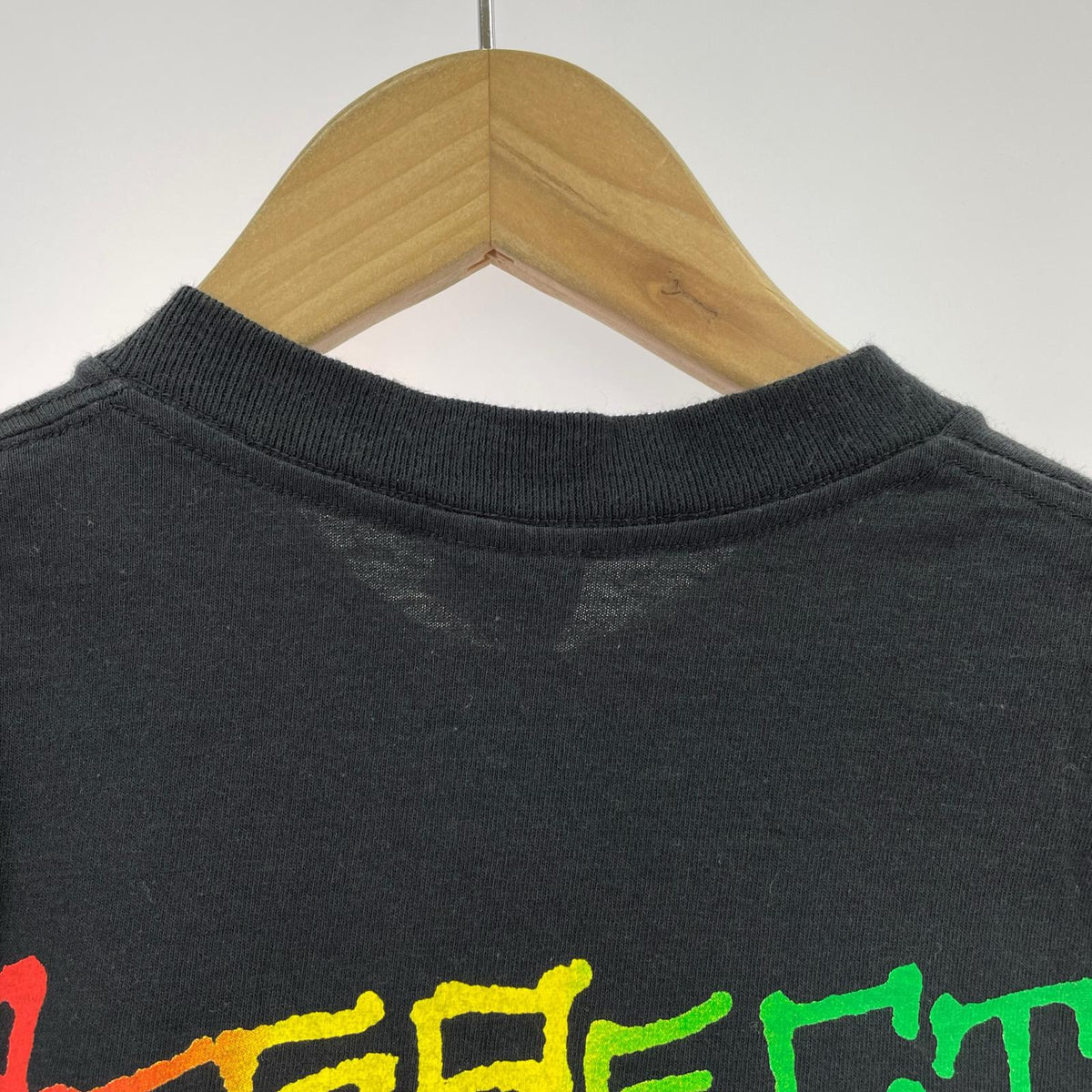 半袖Tシャツ 00s USA製 ラスタカラーロゴS/Sカットソー ブラック M ブラック