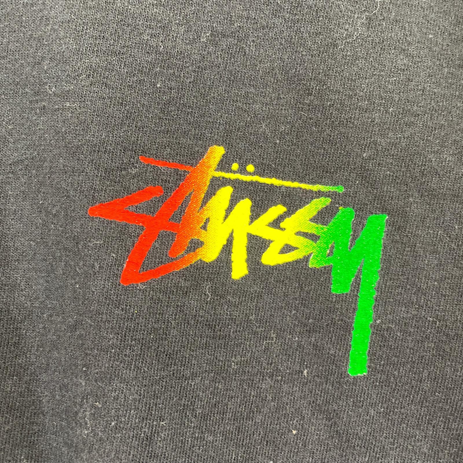 半袖Tシャツ 00s USA製 ラスタカラーロゴS/Sカットソー ブラック M ブラック