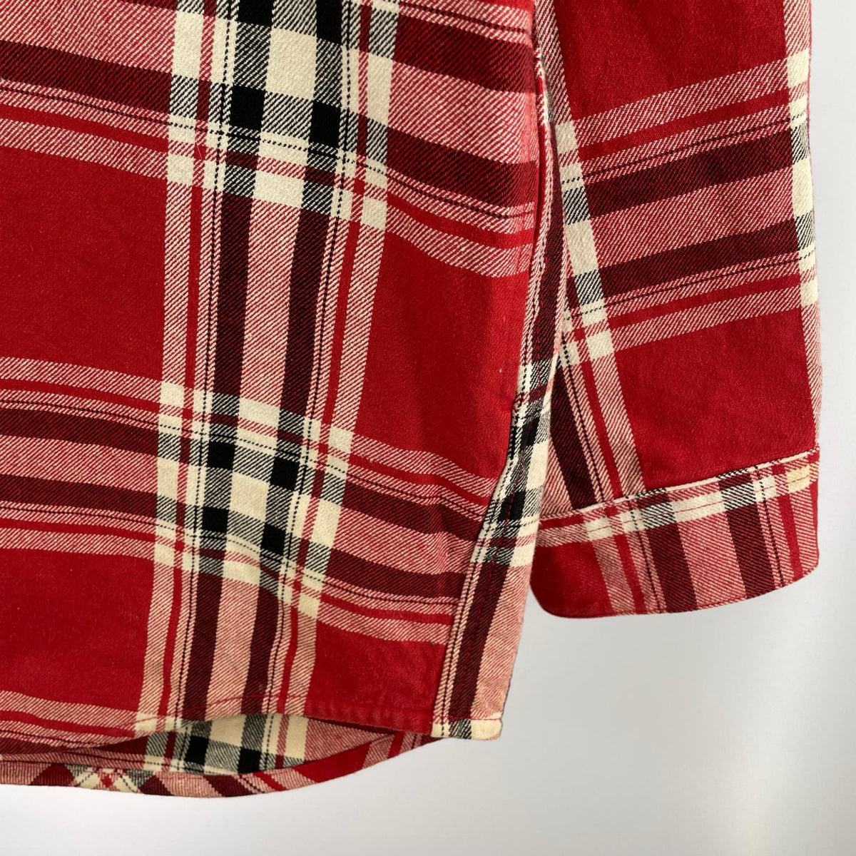 長袖シャツ ヘビーネルシャツ チェック レッド L レッド