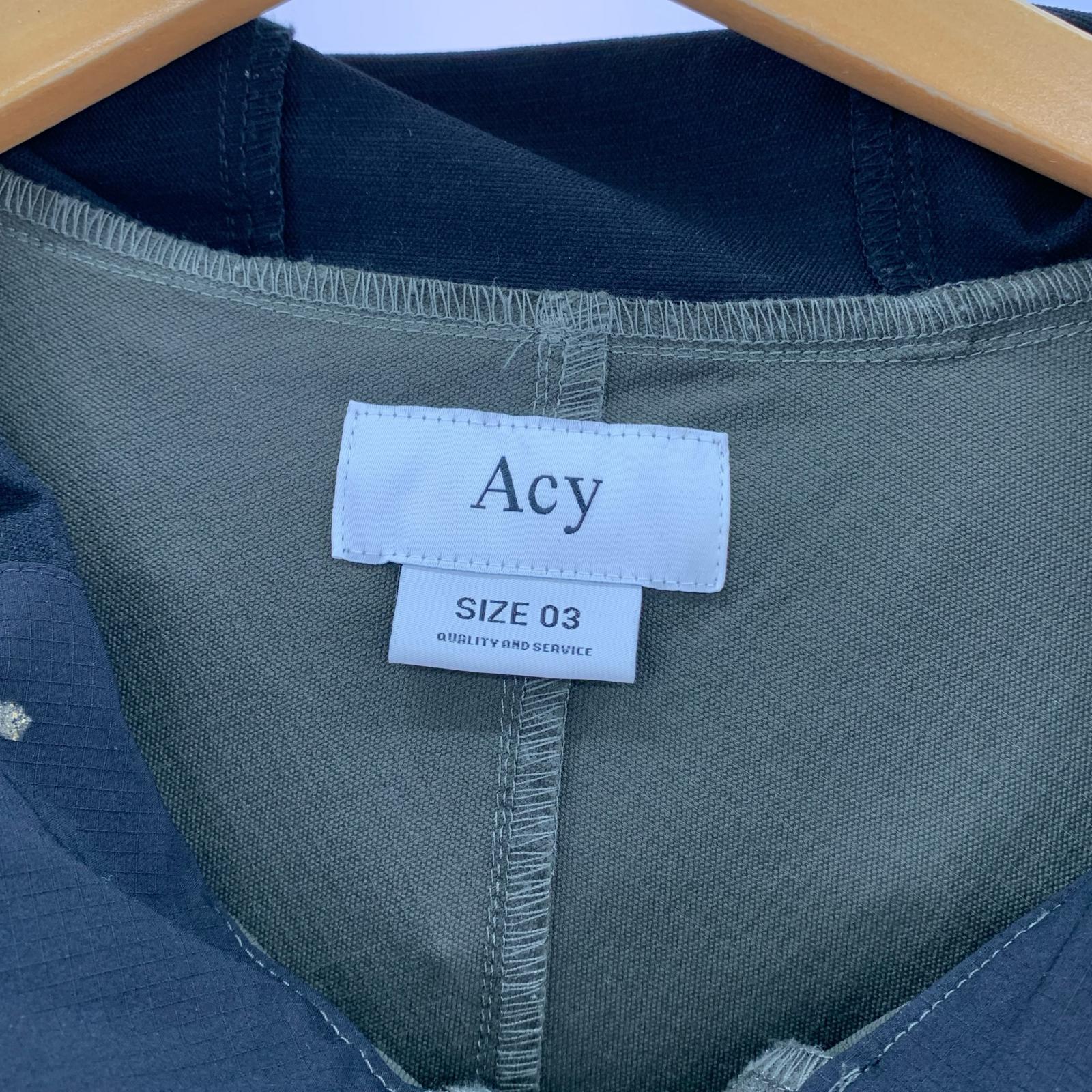 ジャケット ACY NYRON ANORAK ACY-23AW-002 黒×緑 (3)