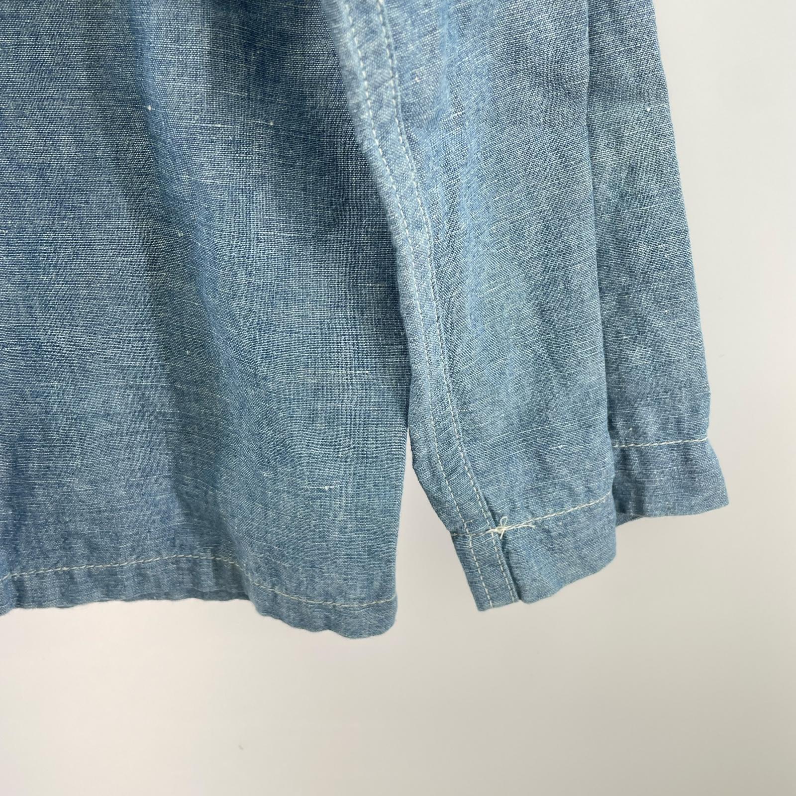 長袖シャツ リネン混シャンブレーデイトンシャツ ブルー