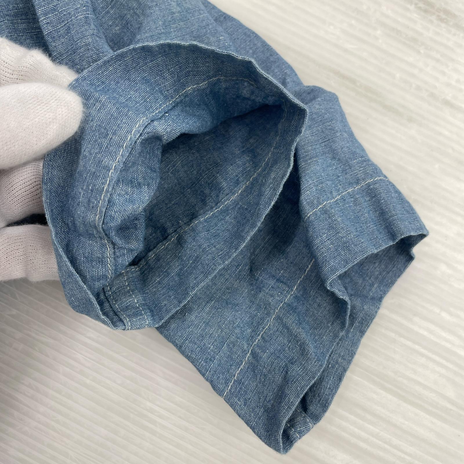 長袖シャツ リネン混シャンブレーデイトンシャツ ブルー