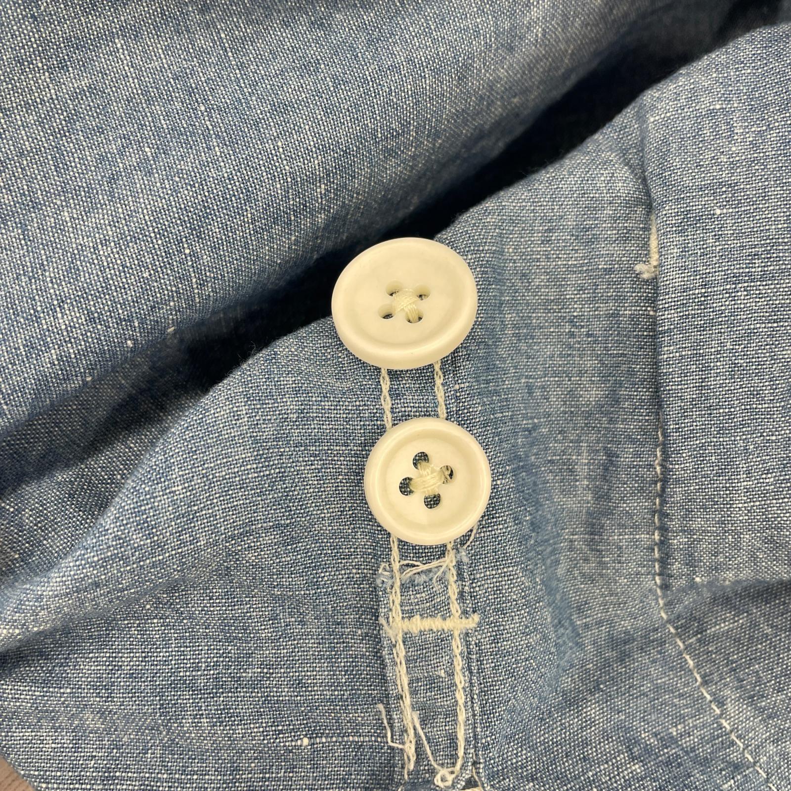 長袖シャツ リネン混シャンブレーデイトンシャツ ブルー