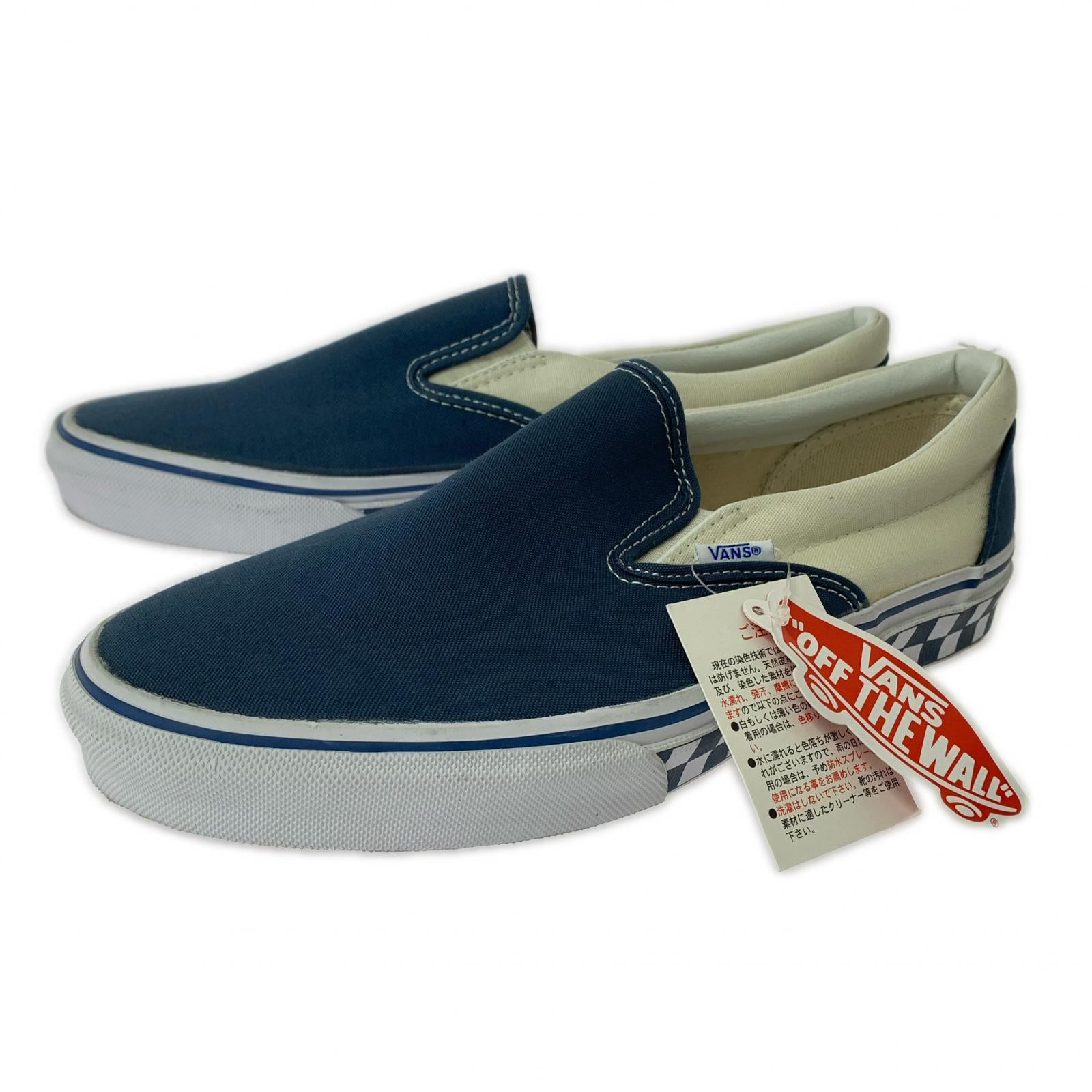 スニーカー SLIP-ON スリッポン チェッカーボード サイドテープ NVY (28.0)