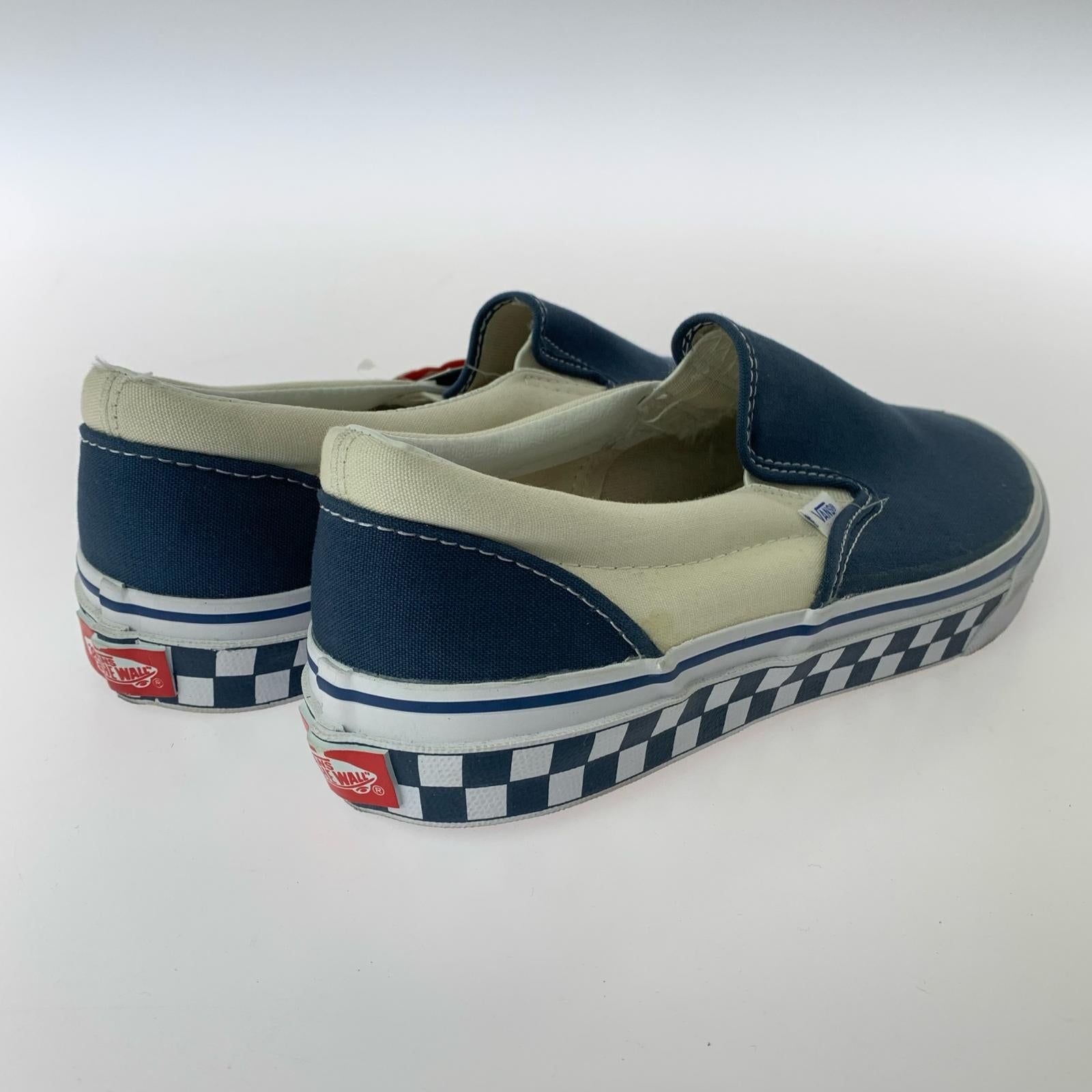 スニーカー SLIP-ON スリッポン チェッカーボード サイドテープ NVY (28.0)
