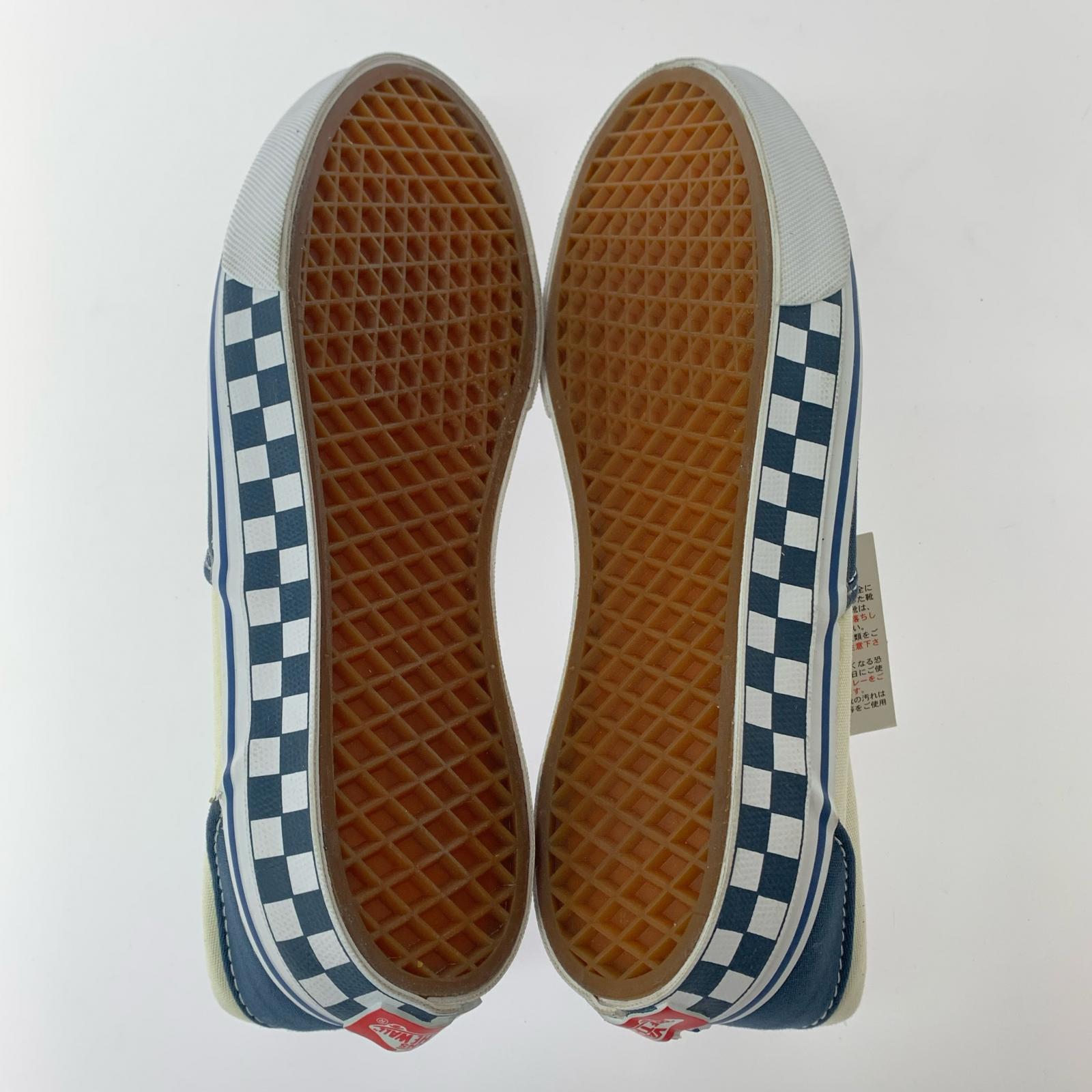 スニーカー SLIP-ON スリッポン チェッカーボード サイドテープ NVY (28.0)