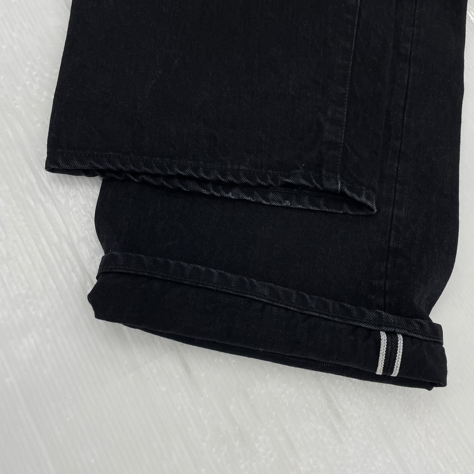 デニムパンツ One Washed Selvage Denim Baggy Pants 44 ブラック