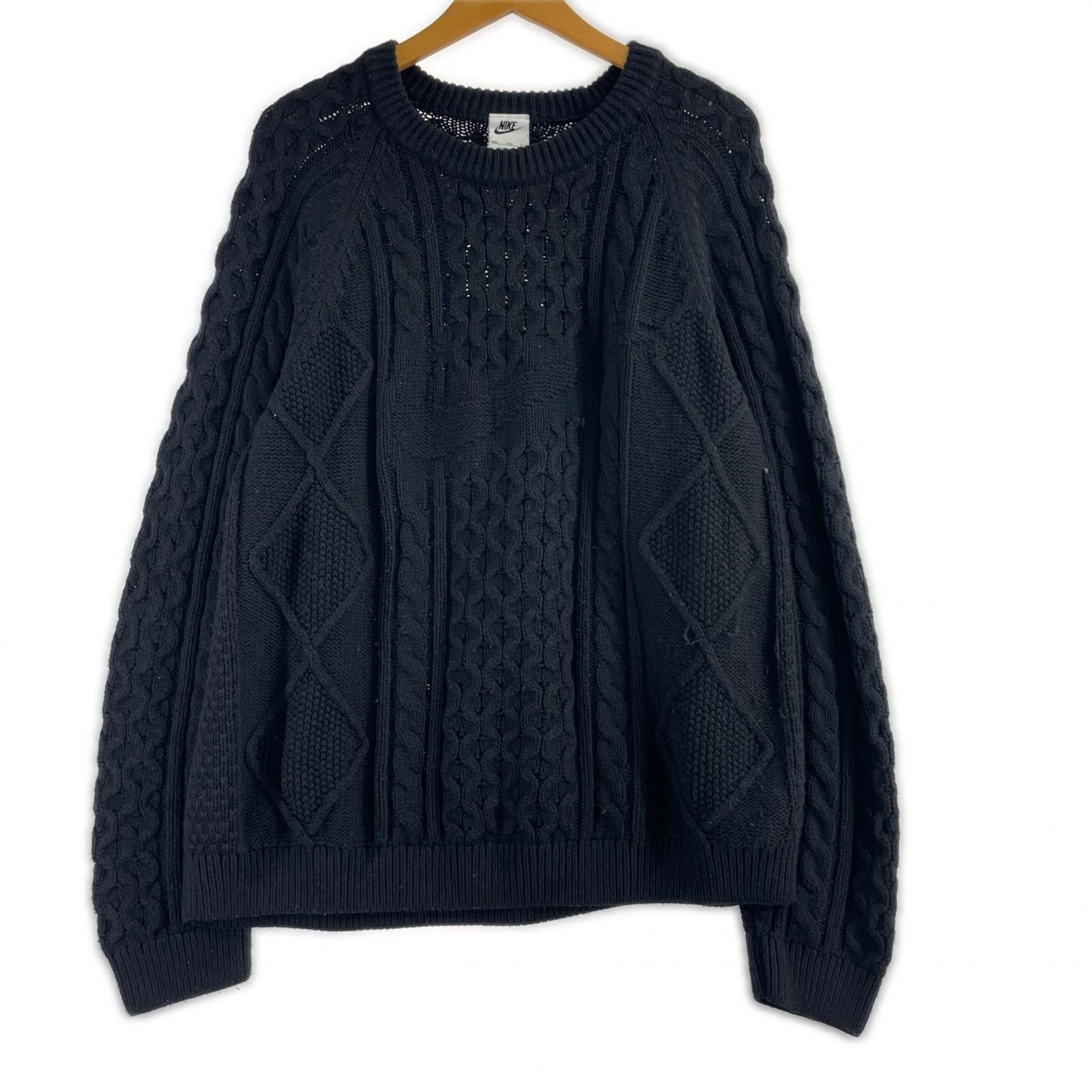 ニット CABLE KNIT SWEATER 2XL ブラック