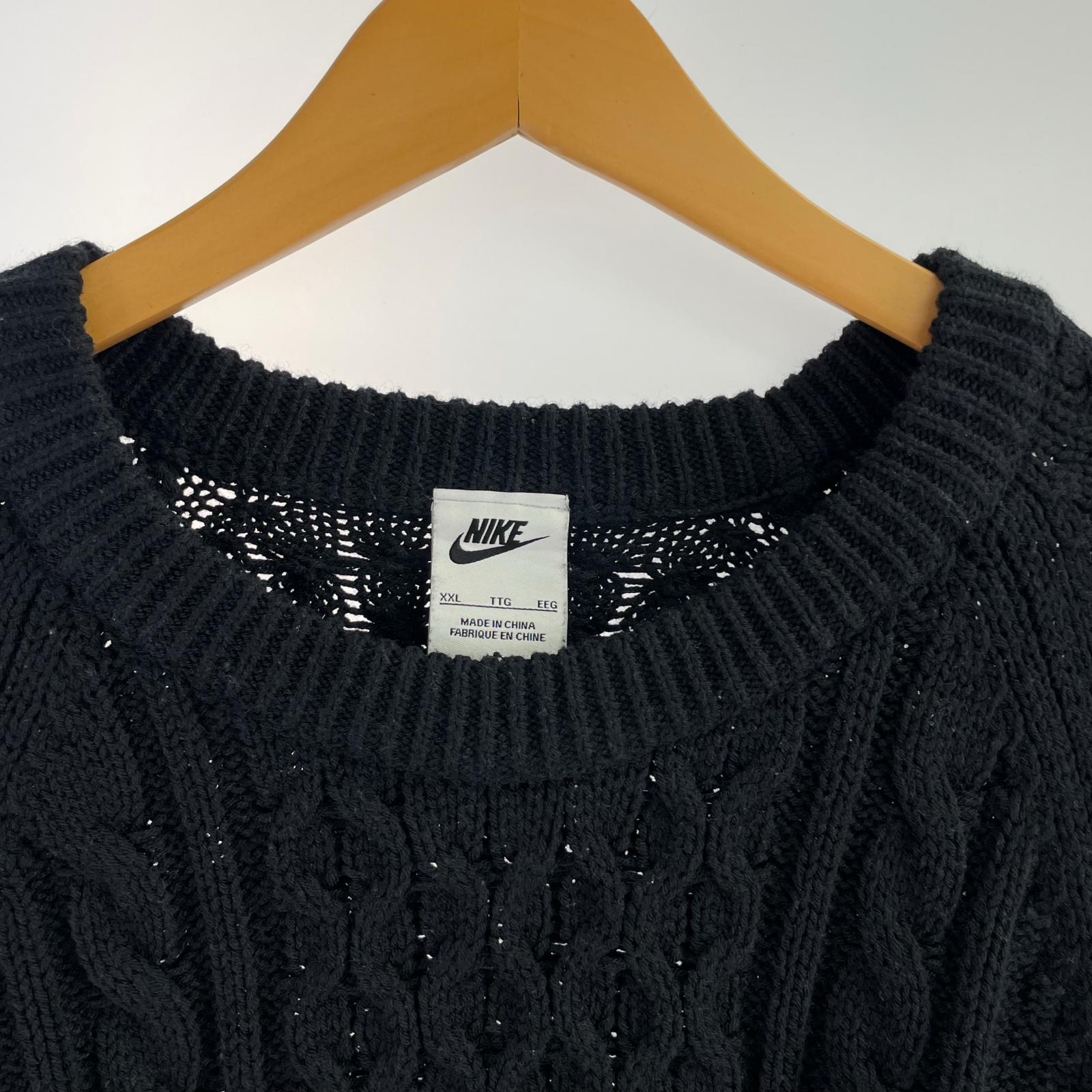 ニット CABLE KNIT SWEATER 2XL ブラック