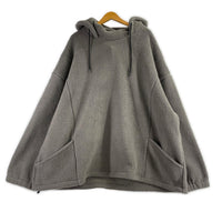 パーカー ワイドシルエットボアプルパーカー L L グレー