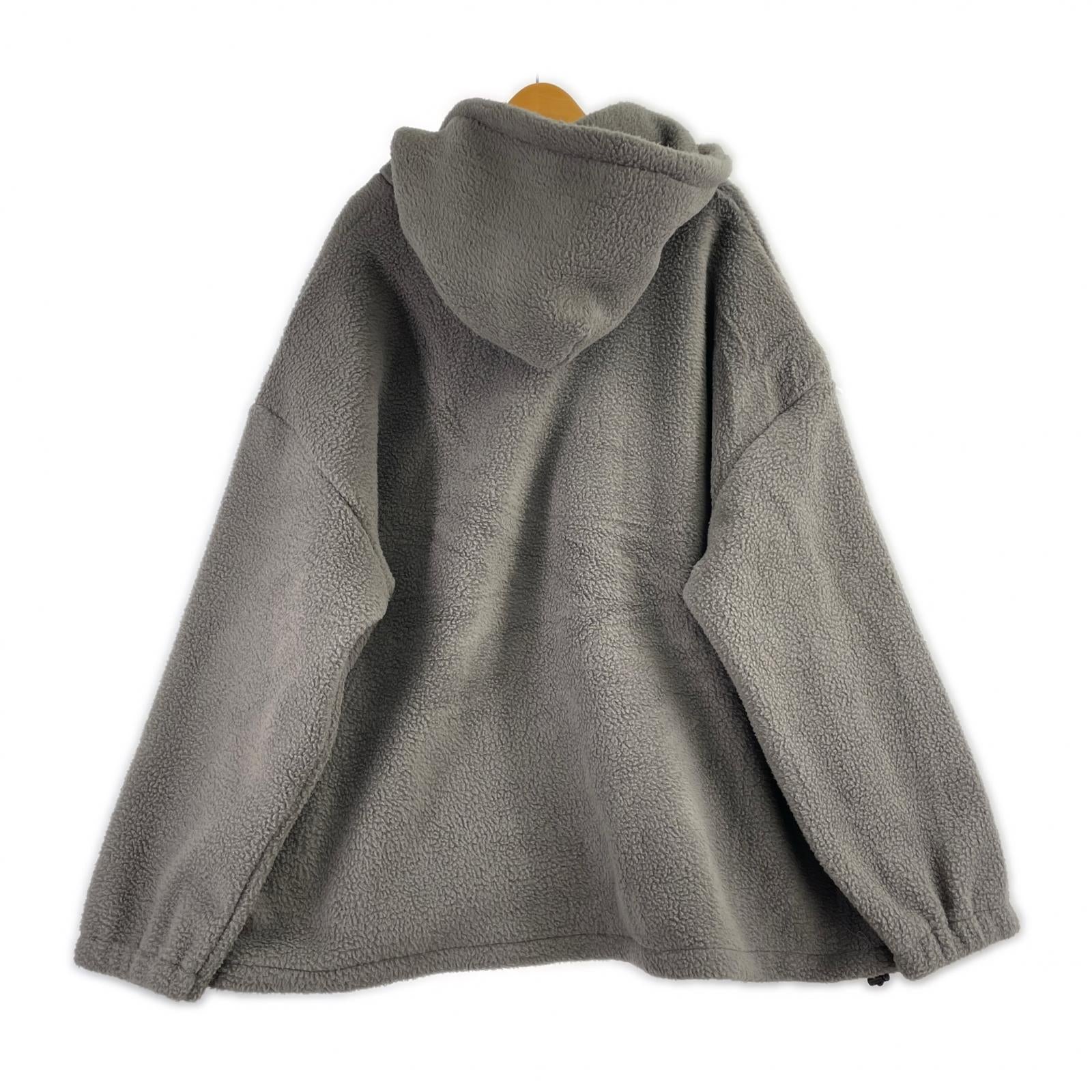 パーカー ワイドシルエットボアプルパーカー L L グレー