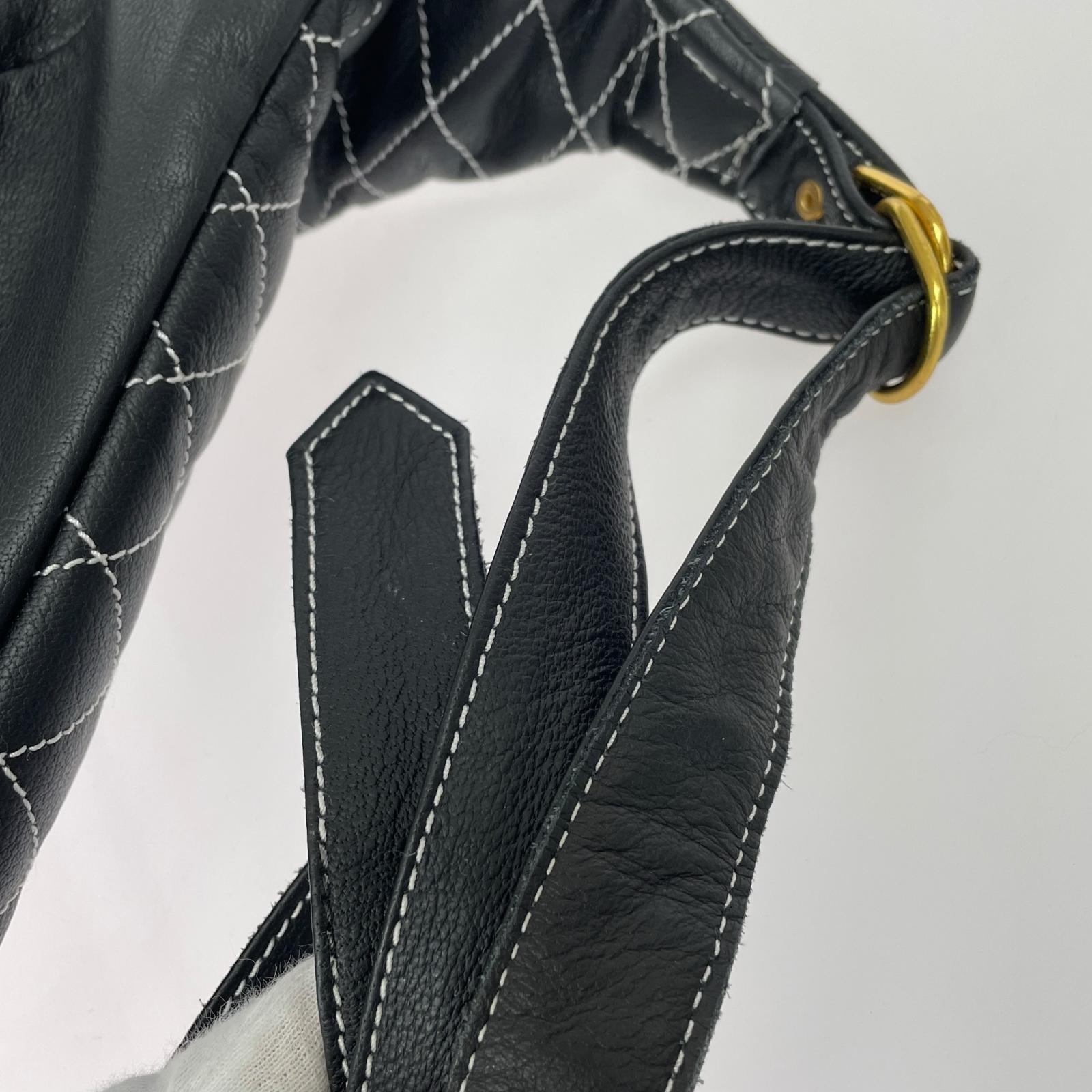 ボディバッグ 63leathers キルティングレザーボディバッグ ブラック