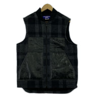 ジャケット 25AW マッキーノウール×レザー Wネーム ベスト S ブラック S ブラック