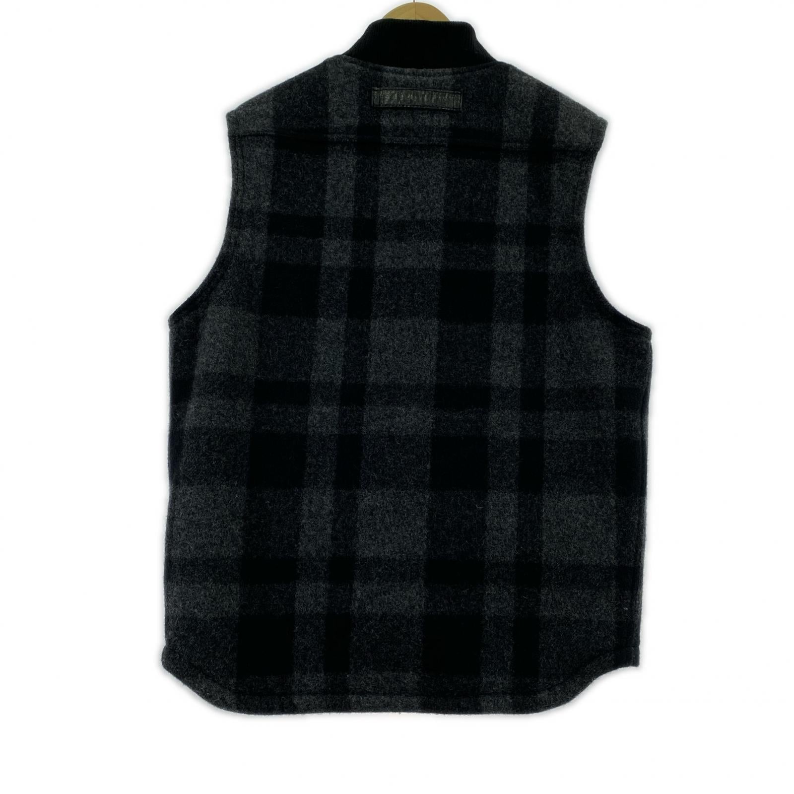 ジャケット 25AW マッキーノウール×レザー Wネーム ベスト S ブラック S ブラック