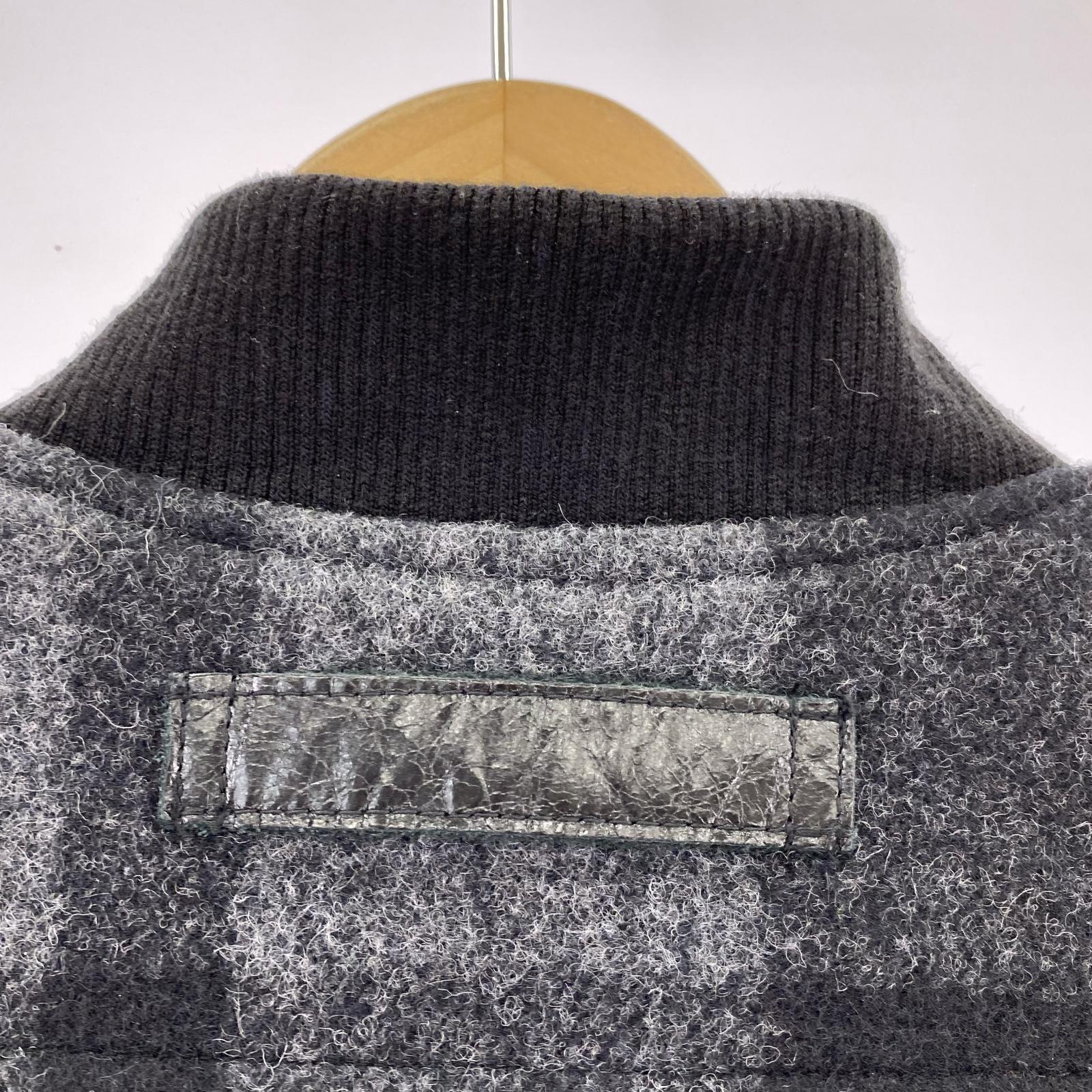 ジャケット 25AW マッキーノウール×レザー Wネーム ベスト S ブラック S ブラック