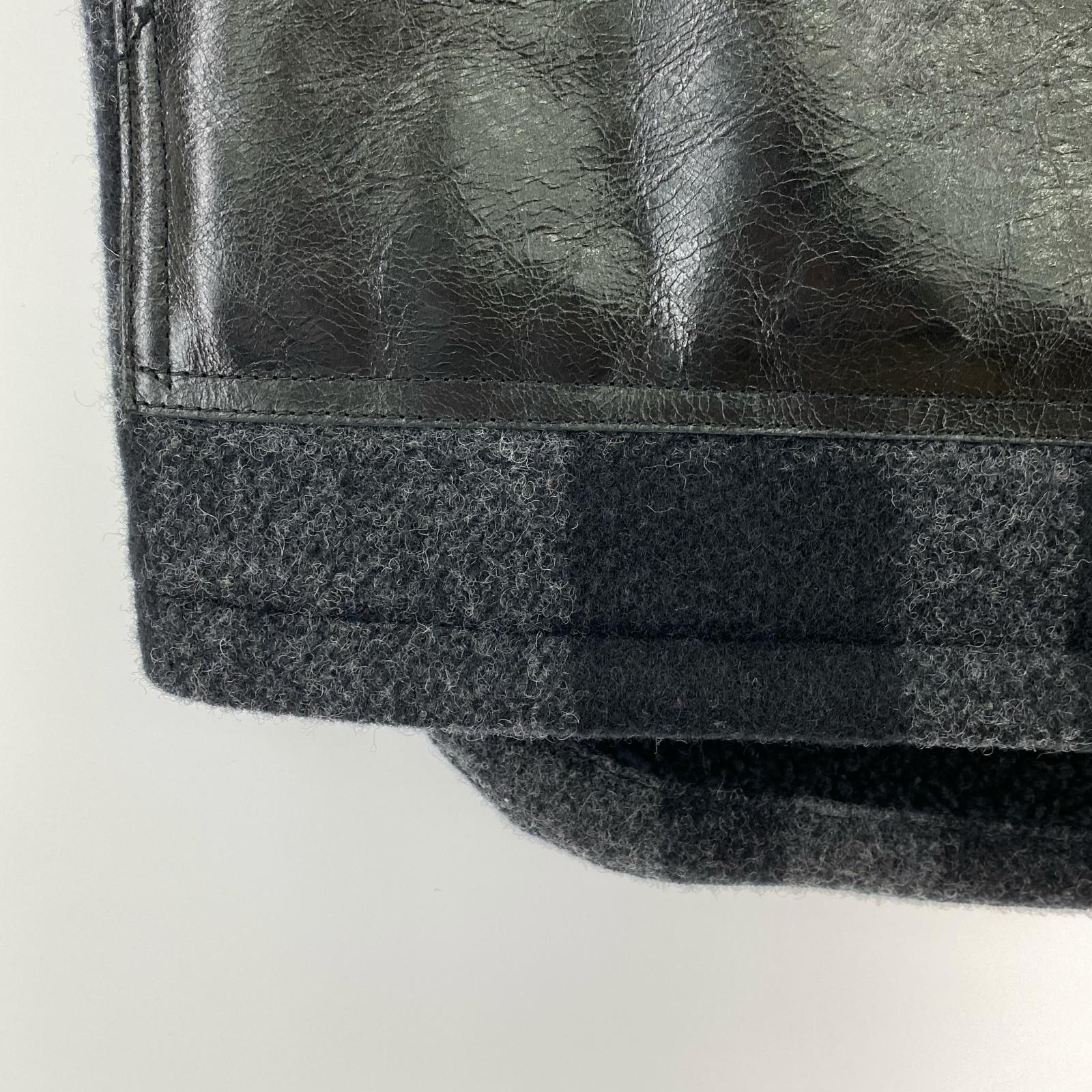 ジャケット 25AW マッキーノウール×レザー Wネーム ベスト S ブラック S ブラック