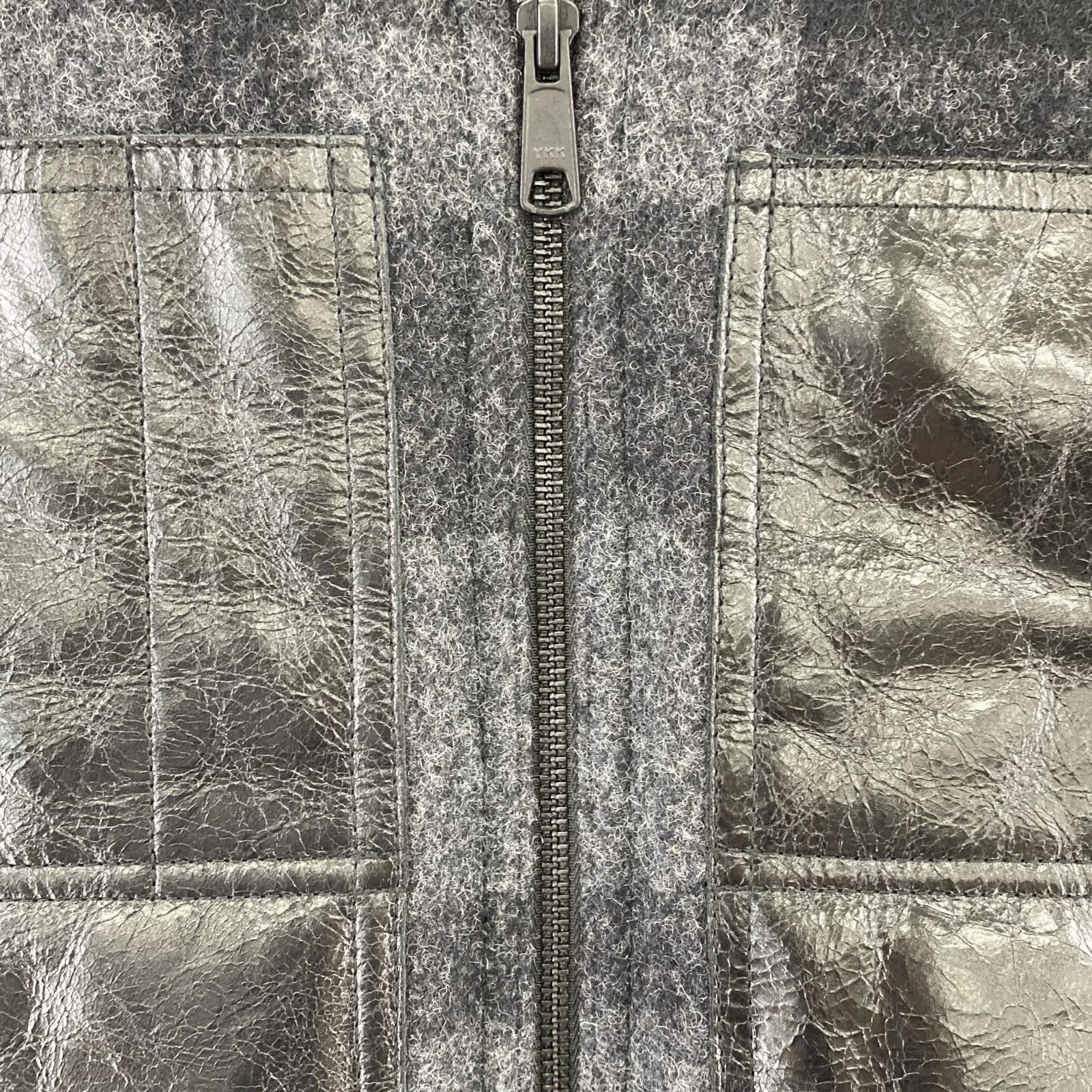 ジャケット 25AW マッキーノウール×レザー Wネーム ベスト S ブラック S ブラック
