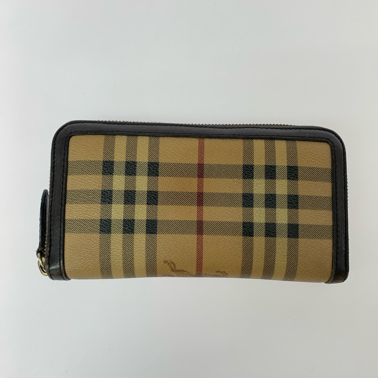 長財布 ノバチェック ラウンドファスナー長財布 ブラウン