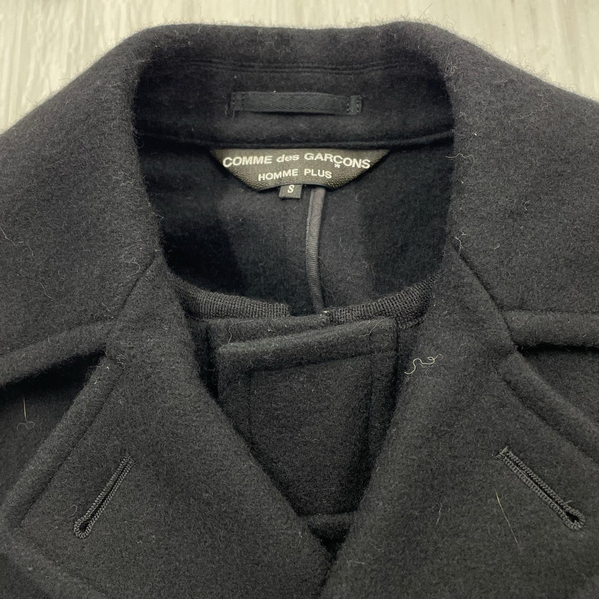 ジャケット HOMME PLUS ダブルボタン Pコート 黒 S S ブラック