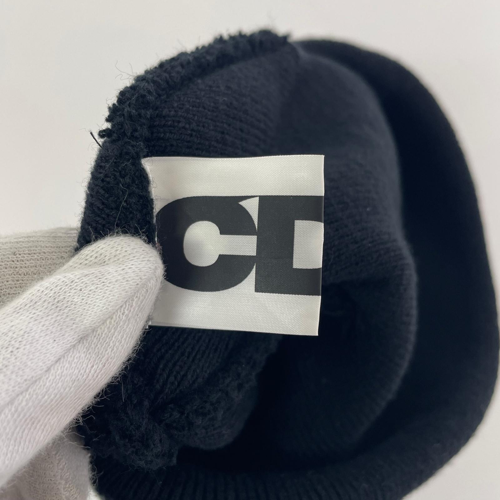 ニットキャップ CDG ロゴ パッチ ニットキャップ 黒 ブラック