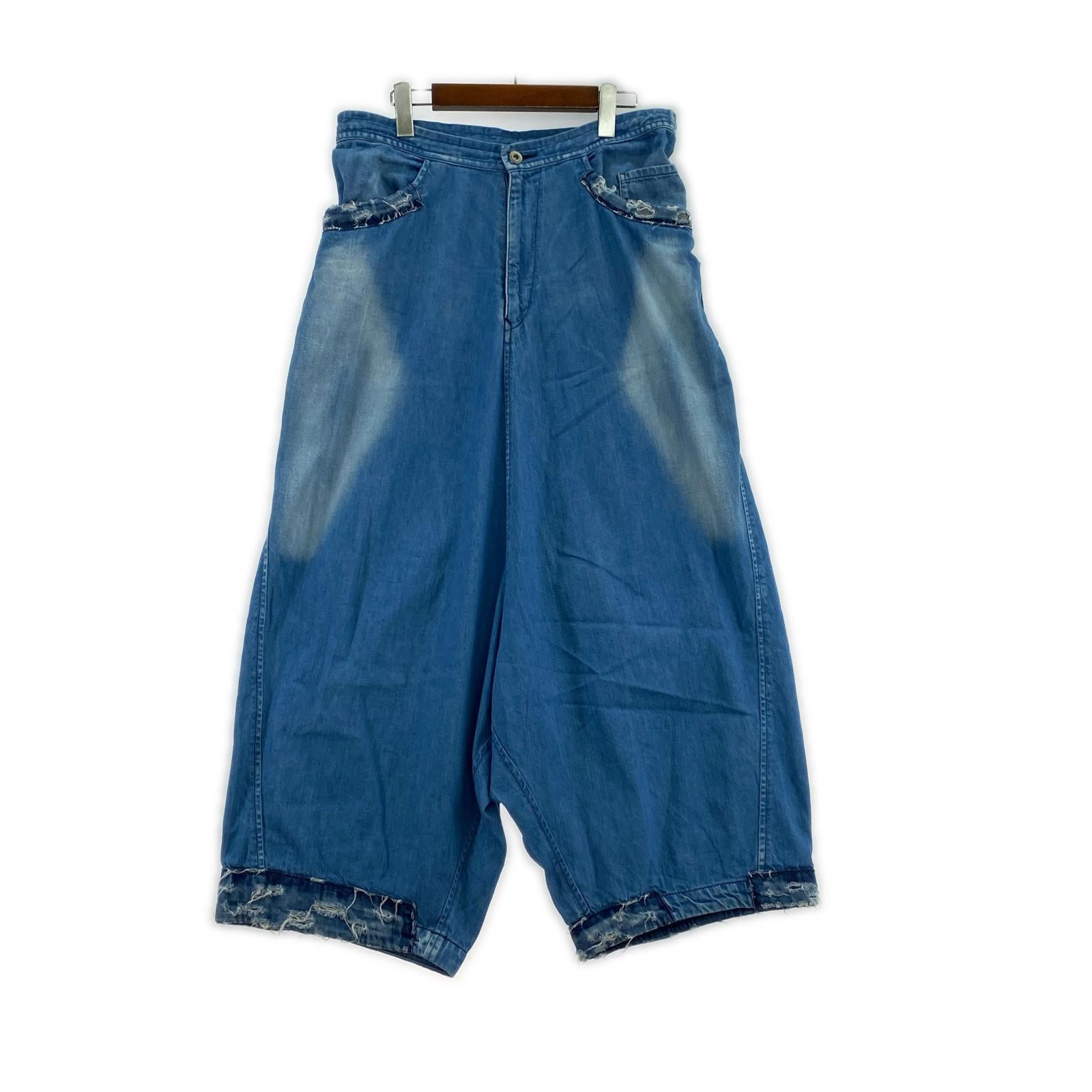 デニムパンツ Y's 8OZ SPOTTED DENIM SAROUEL PANTS デニムオーバーパンツ 3 ブルー 3 ブルー