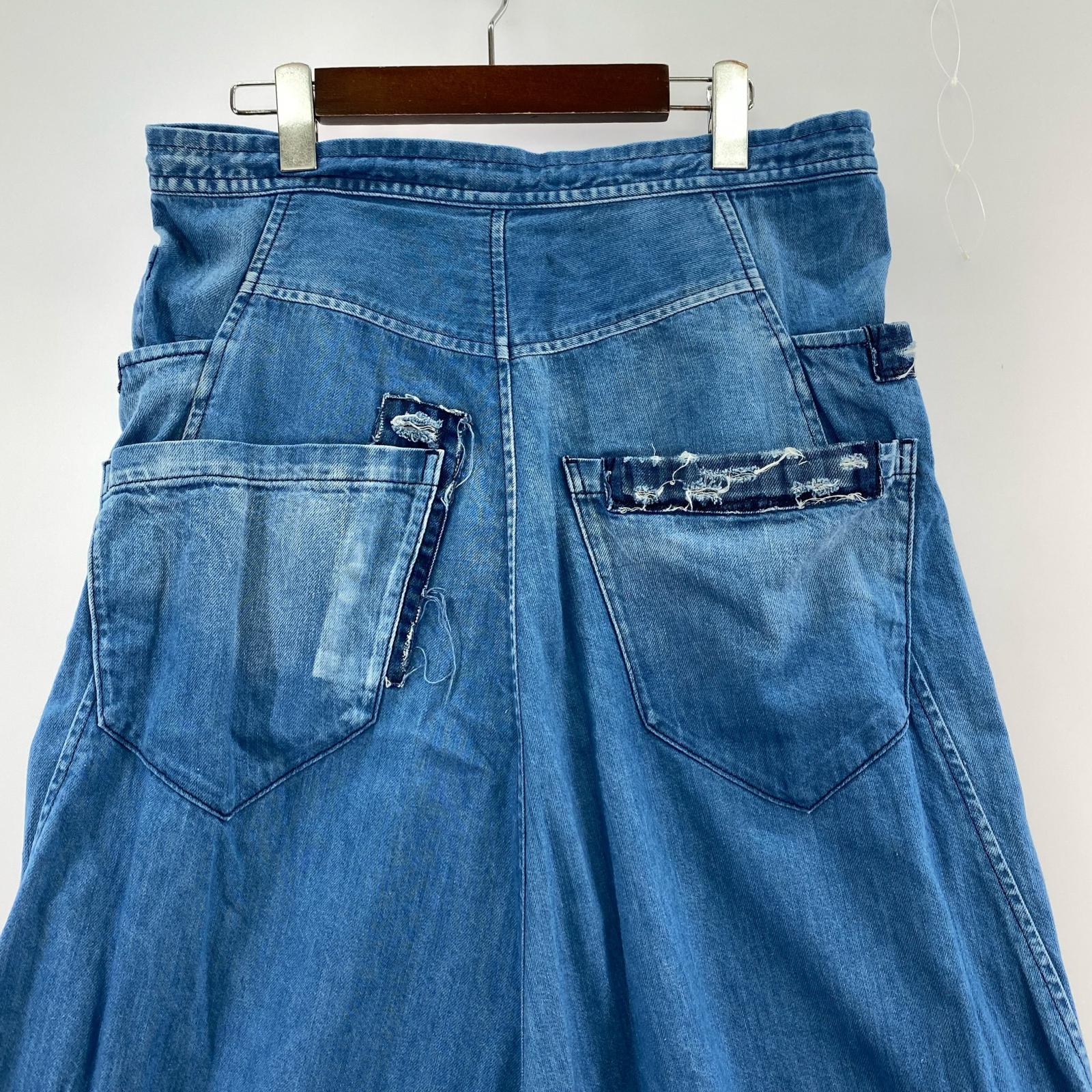 デニムパンツ Y's 8OZ SPOTTED DENIM SAROUEL PANTS デニムオーバーパンツ 3 ブルー 3 ブルー