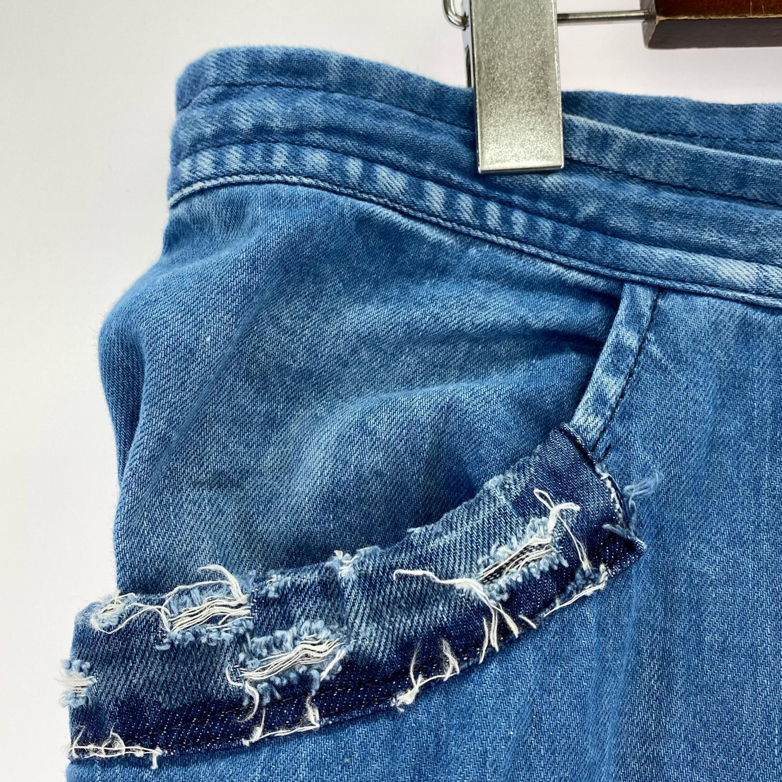 デニムパンツ Y's 8OZ SPOTTED DENIM SAROUEL PANTS デニムオーバーパンツ 3 ブルー 3 ブルー