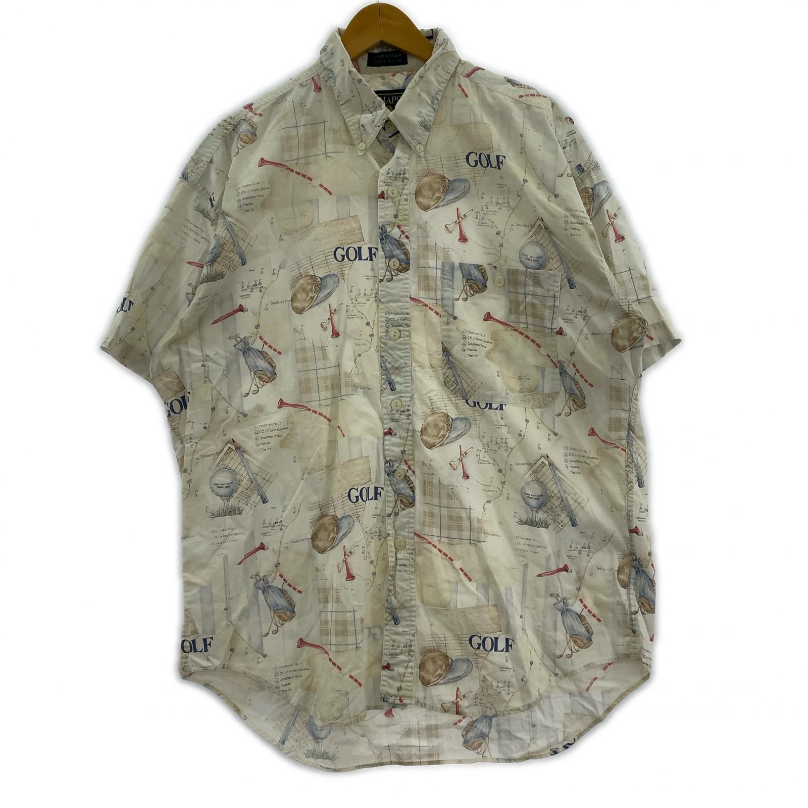 半袖シャツ CHAPS GOLF柄 L ホワイト