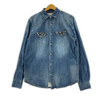 長袖シャツ RALPH LAUREN ウエスタン デニムシャツ スタッズ (M) M ブルー