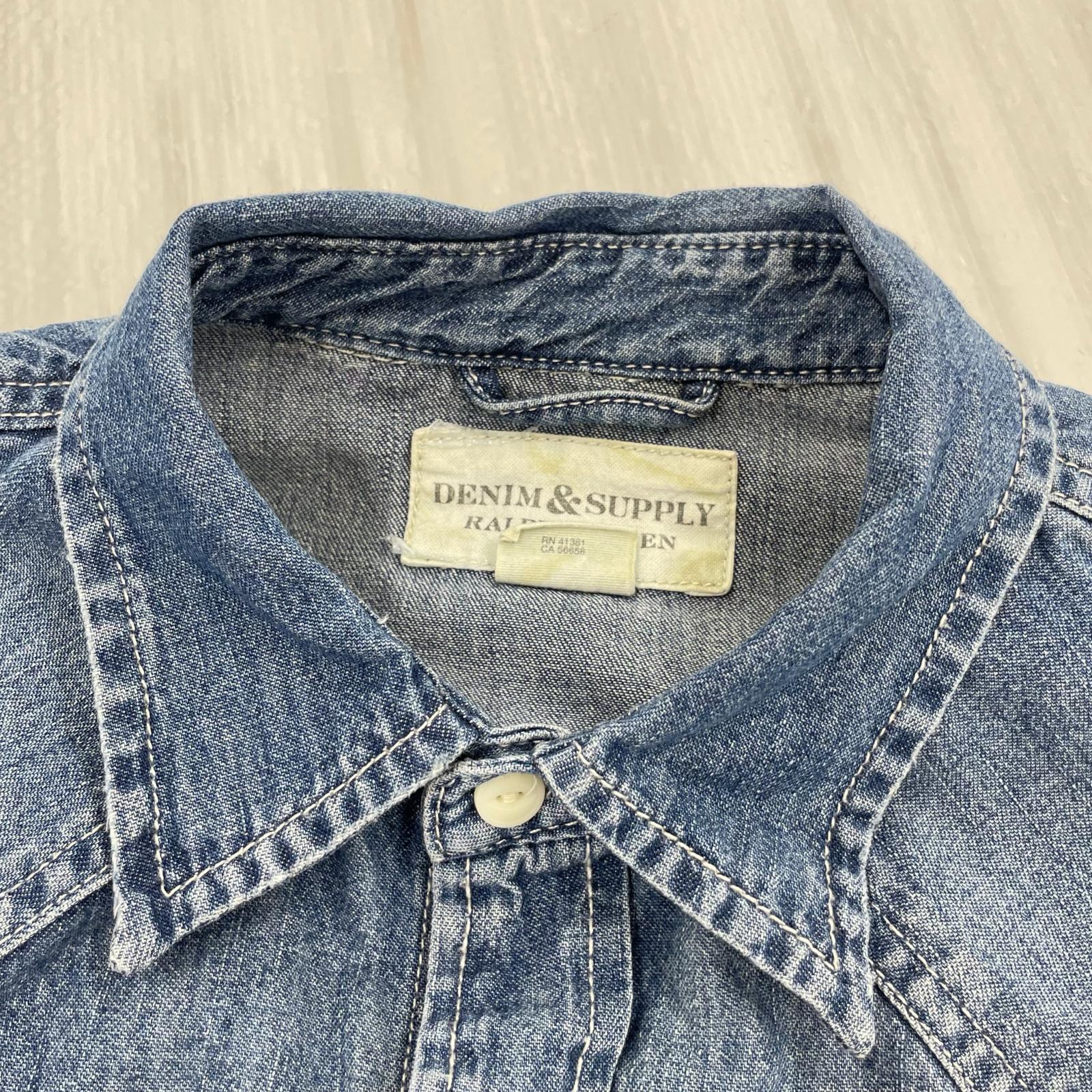 長袖シャツ RALPH LAUREN ウエスタン デニムシャツ スタッズ (M) M ブルー